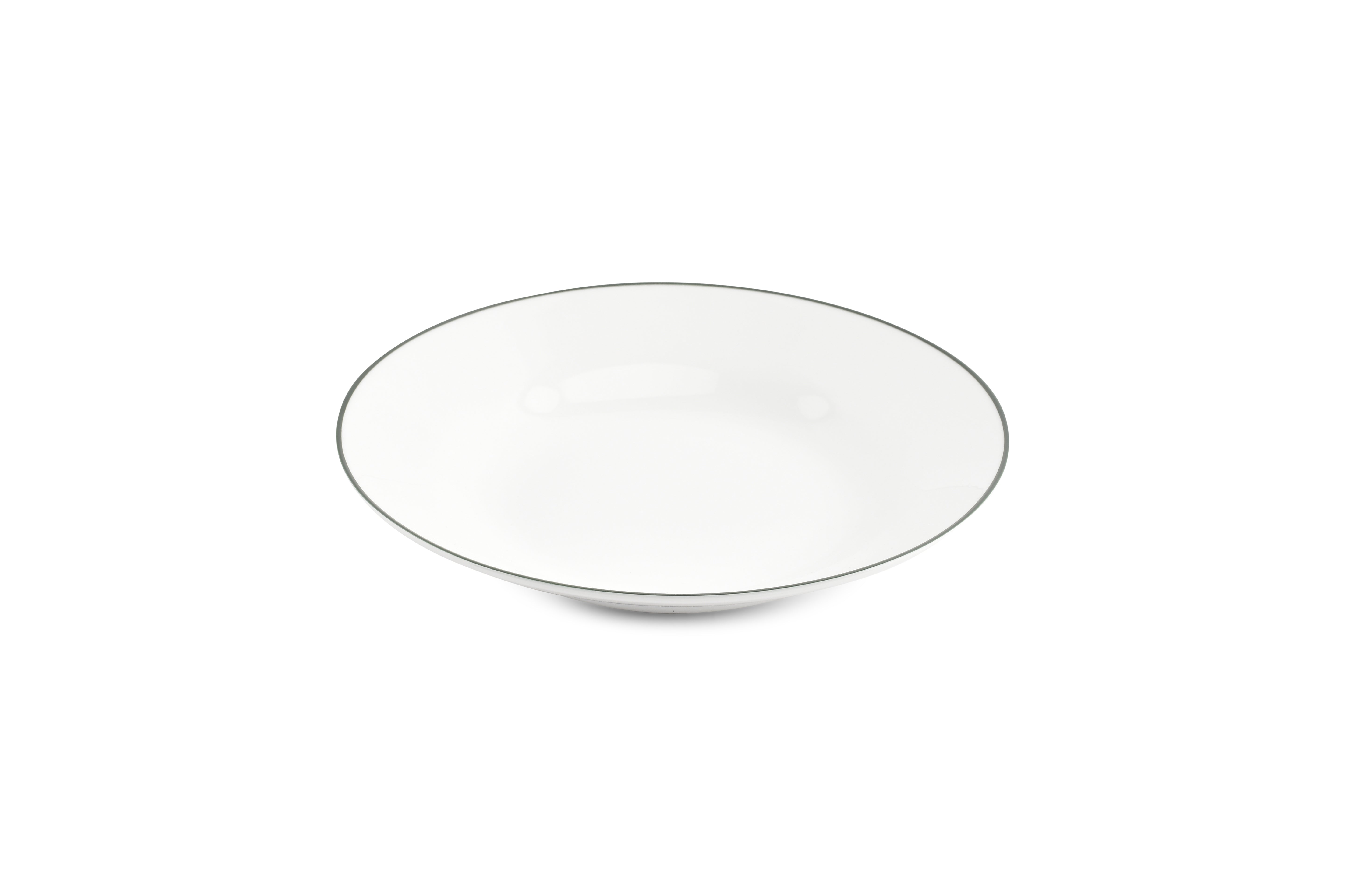 Diep bord 23xH4cm green rim Basic White