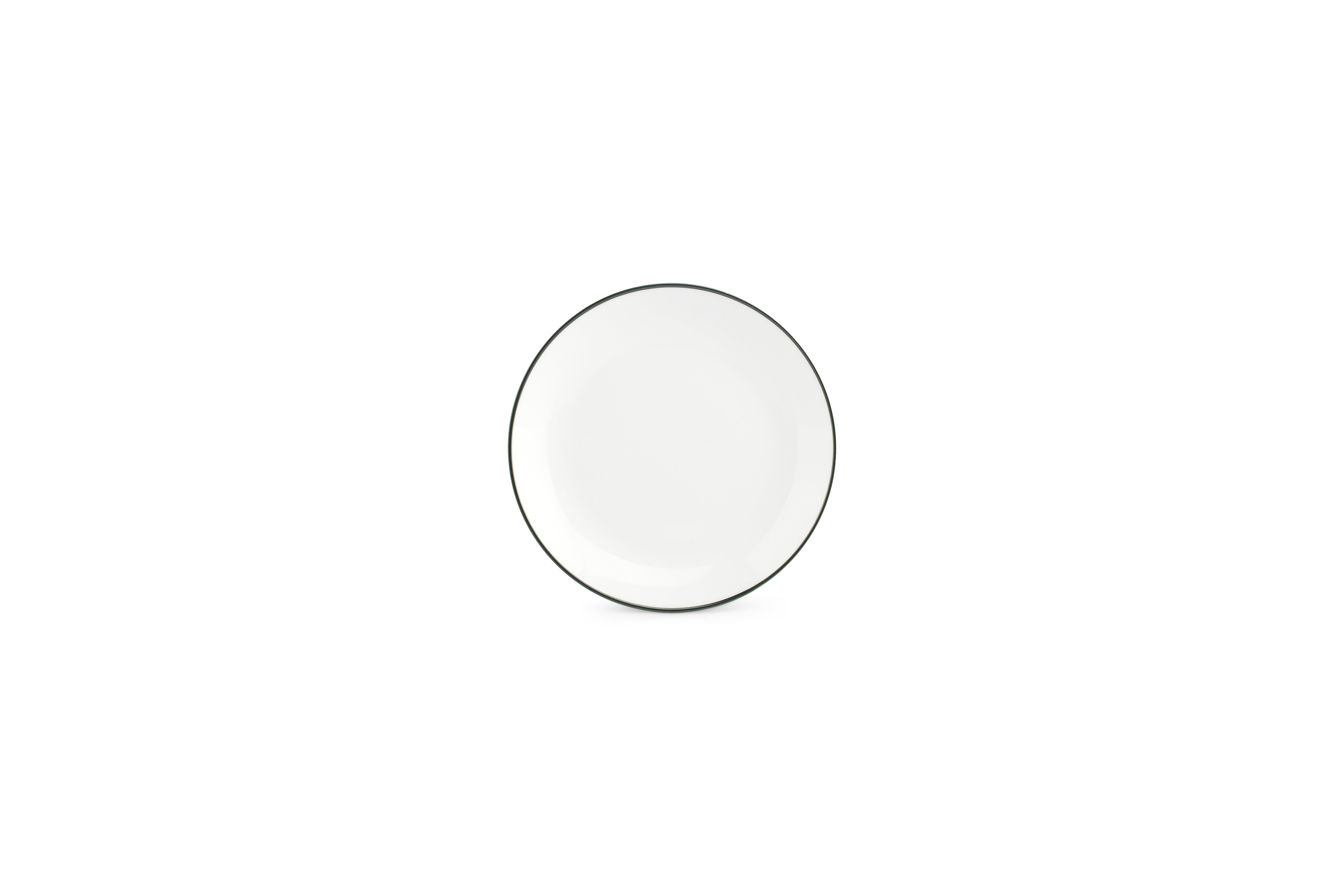 Plat bord 15cm coupe green rim Basic White