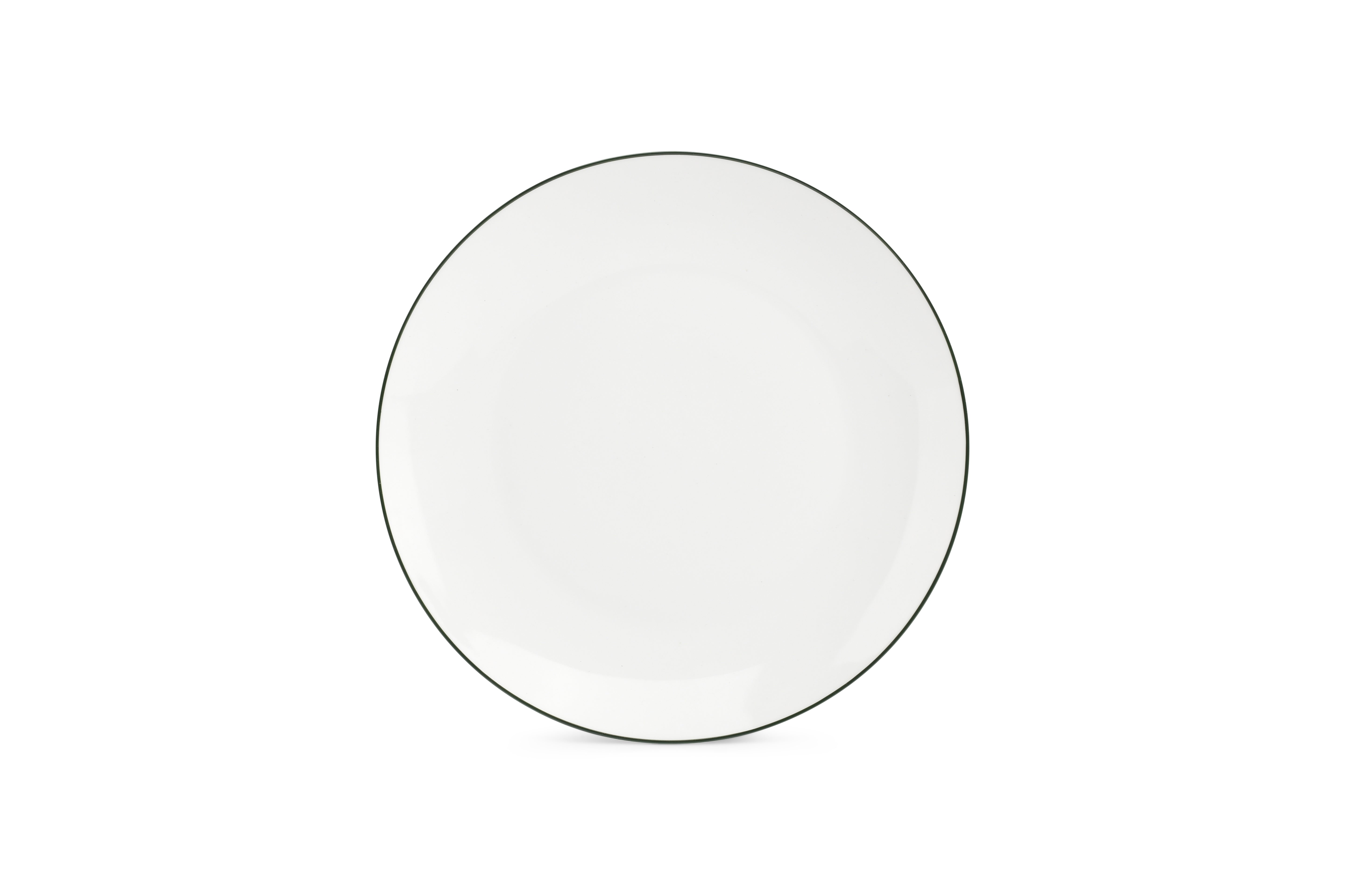 Plat bord 26,5cm coupe green rim Basic White