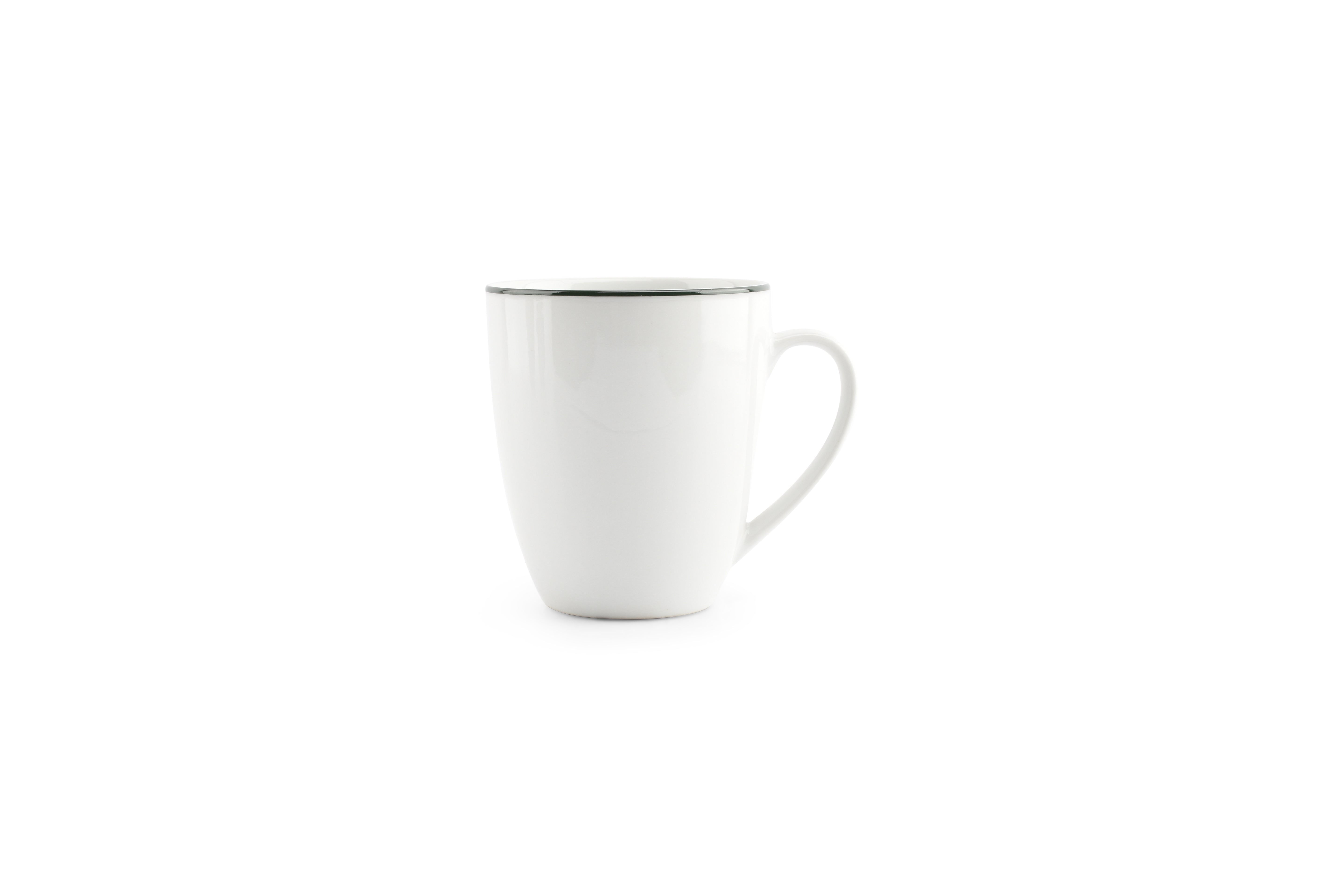 Beker 38cl green rim Basic White