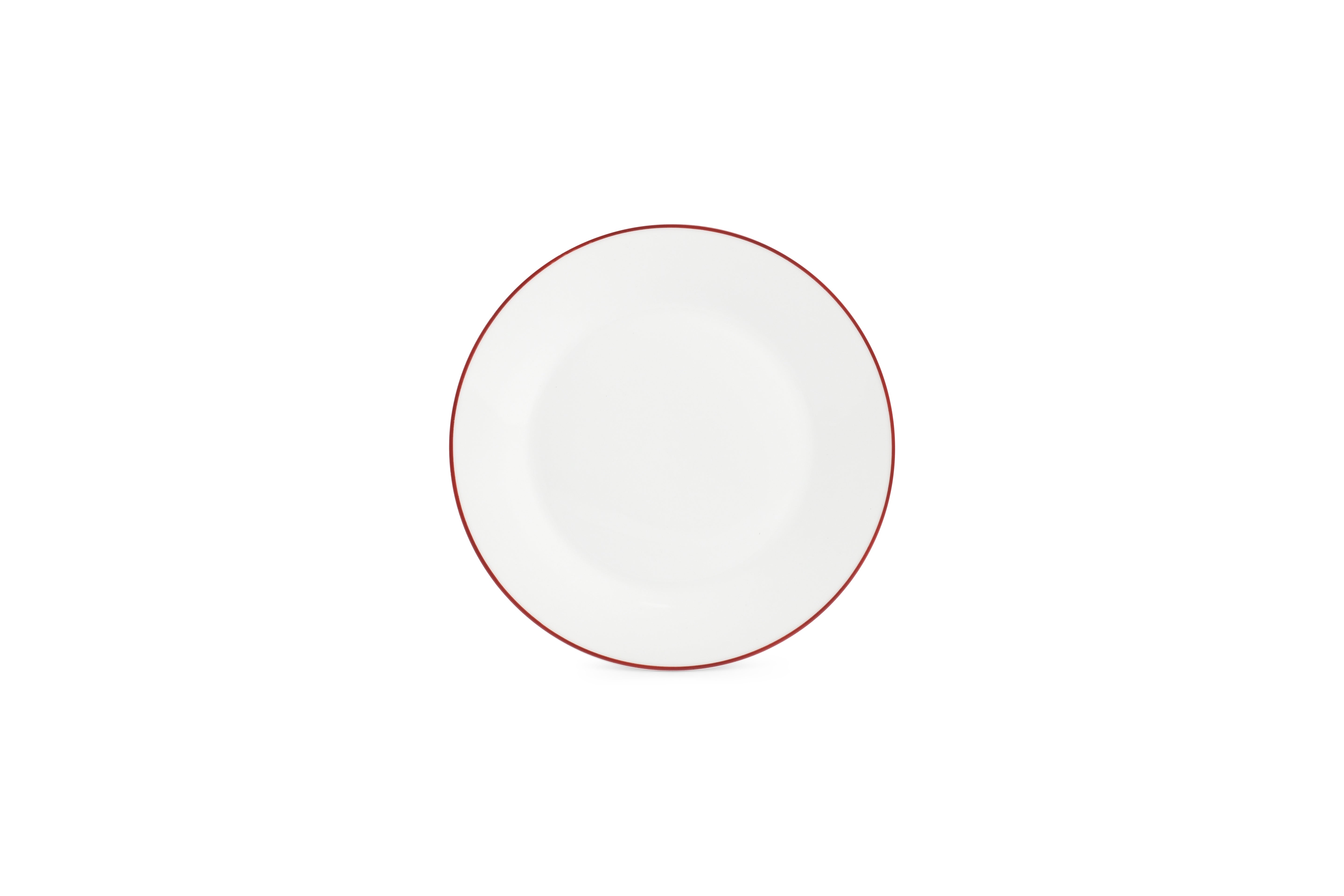 Plat bord 20cm burgundy rim Basic White
