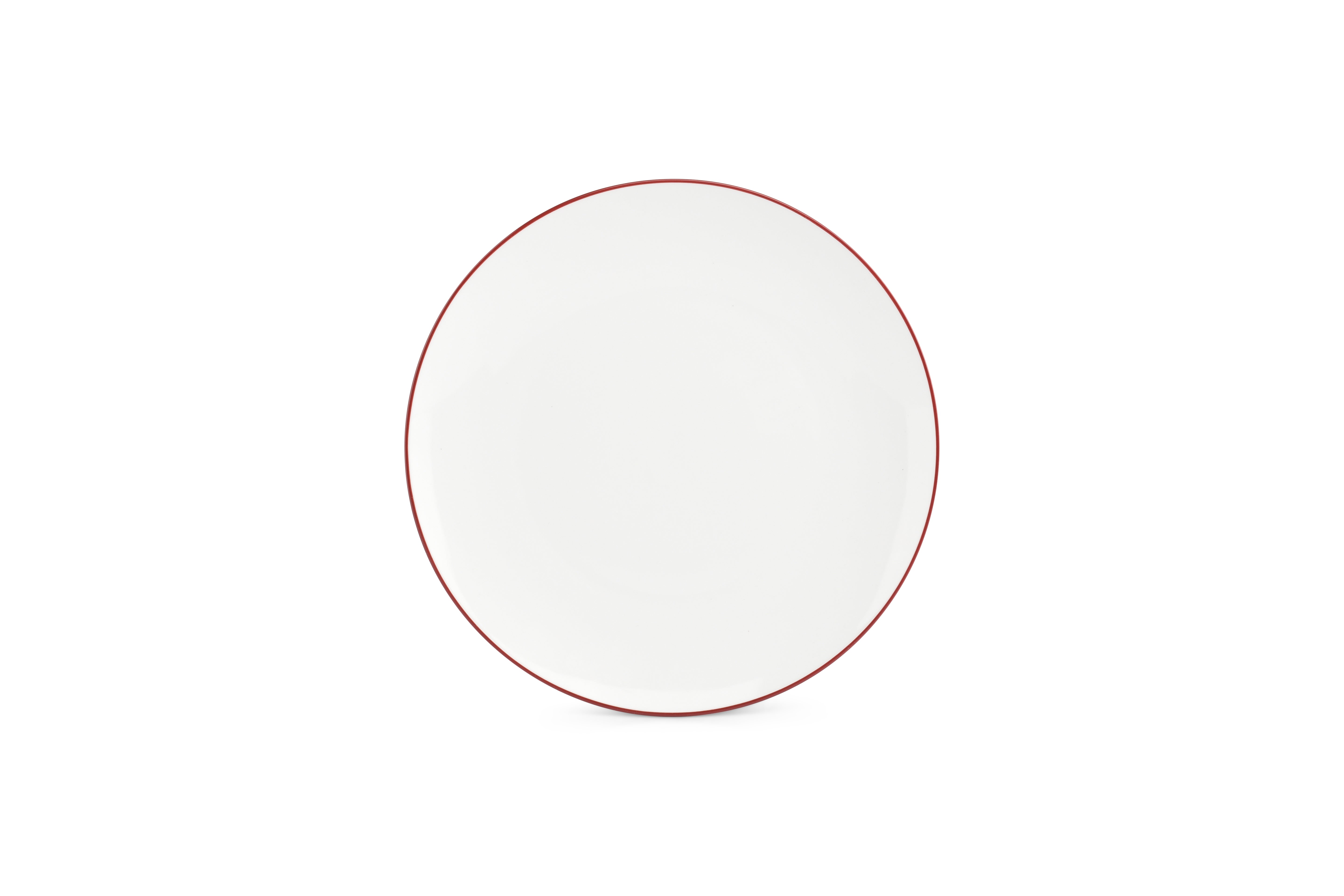 Plat bord 24cm coupe burgundy rim Basic White