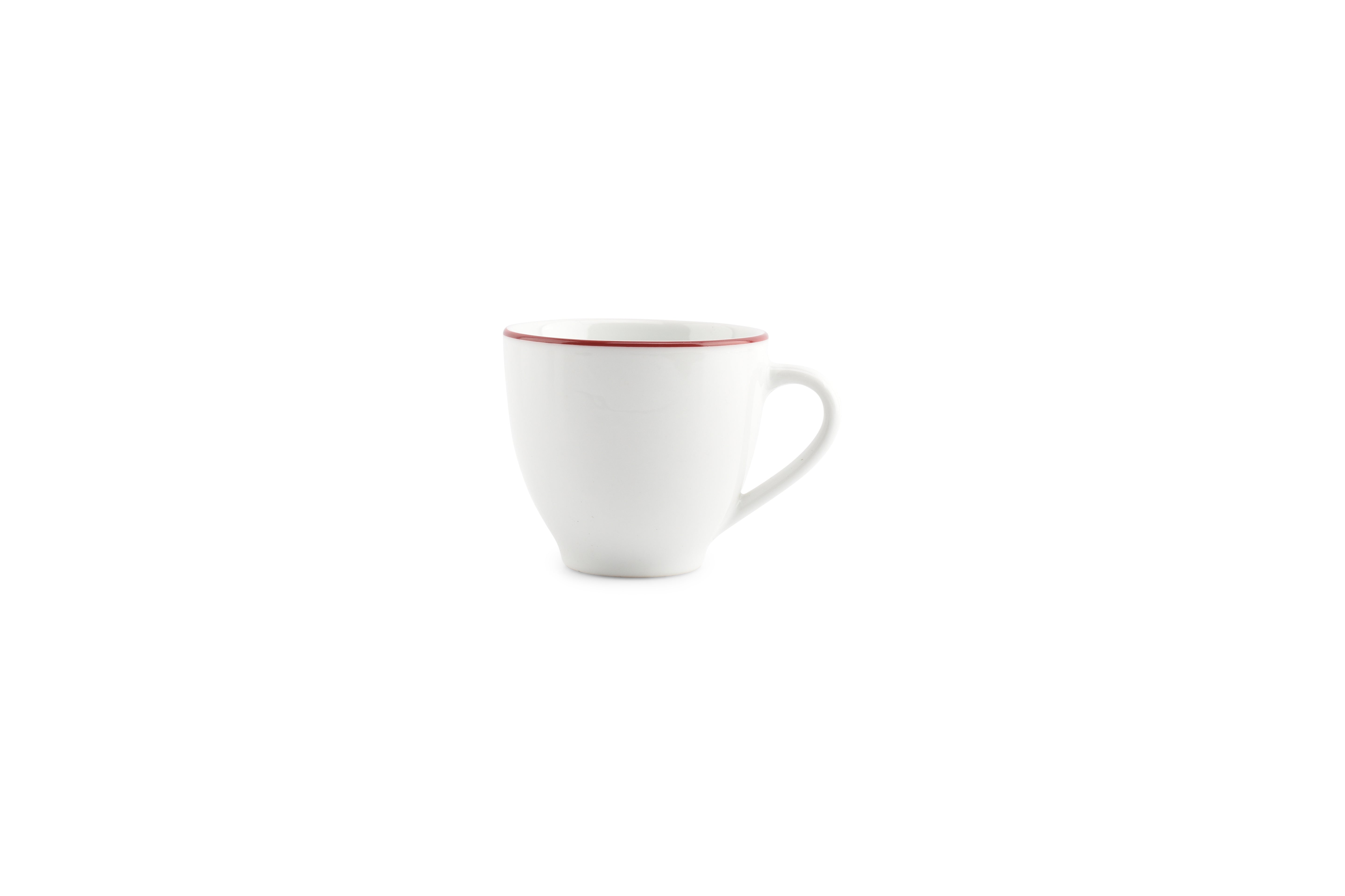 Kop 20cl burgundy rim Basic White