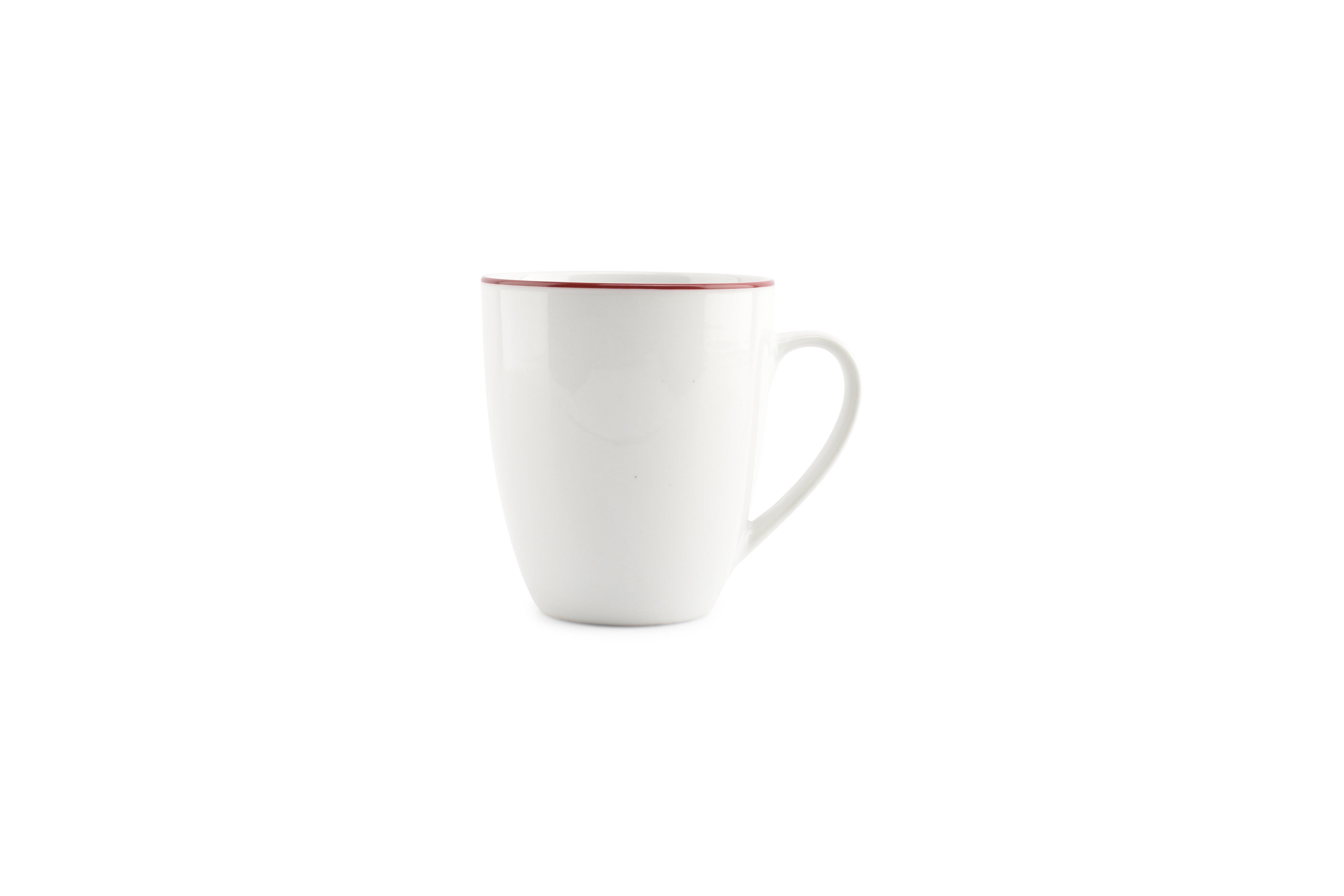 Beker 38cl burgundy rim Basic White