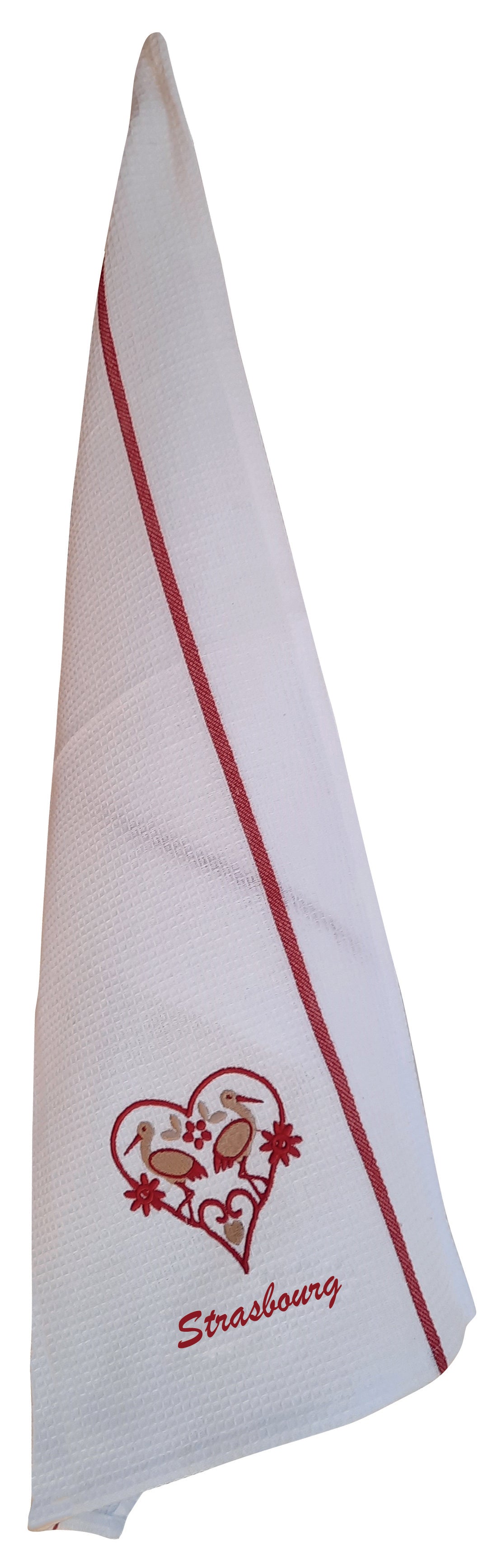Wafeldoek Broderie Alsace Blanc/Rouge 50 X 70