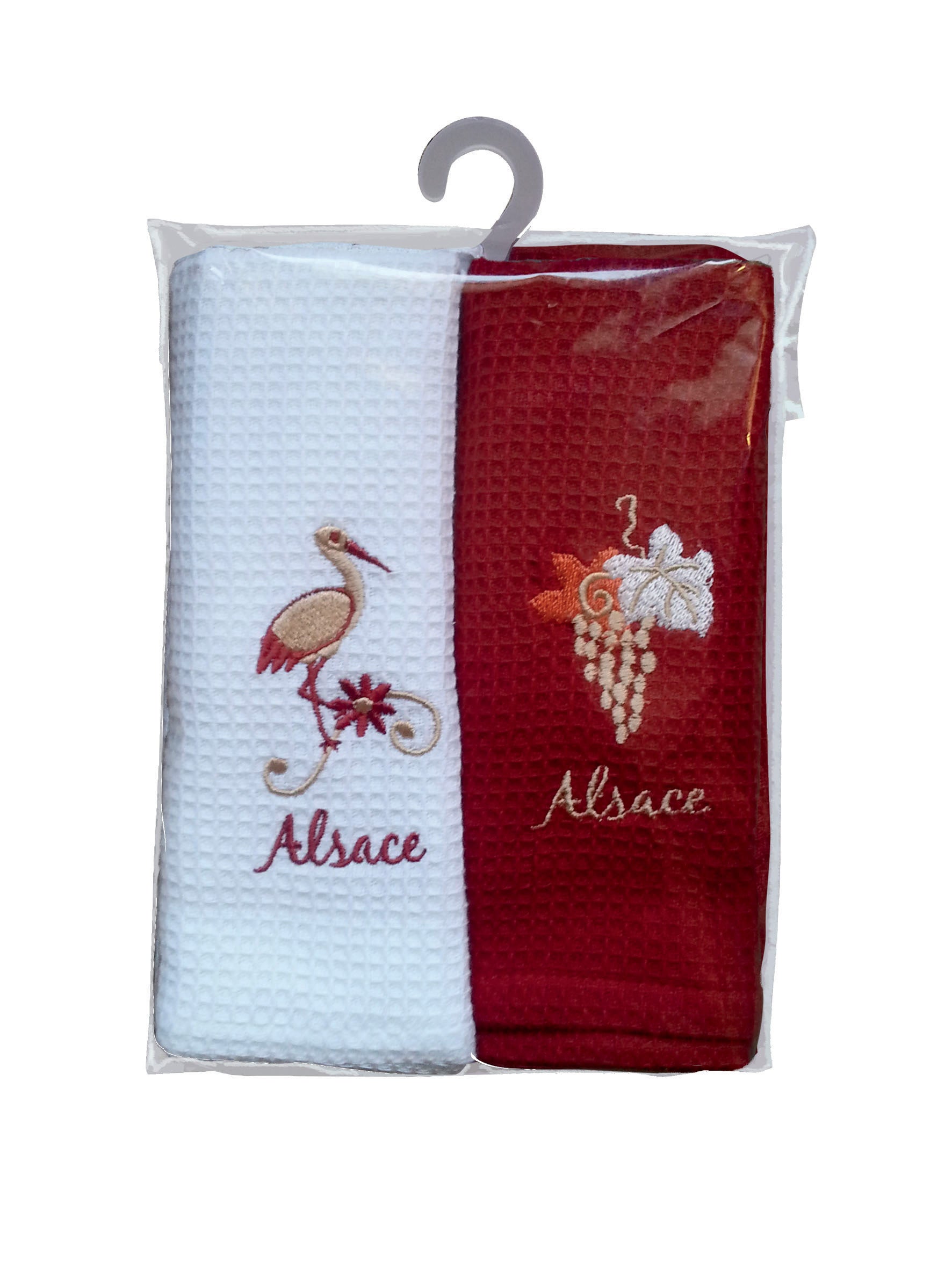 Set van 2 theedoeken in wafelstructuur Broderie Alsace Assortis 40 X 60