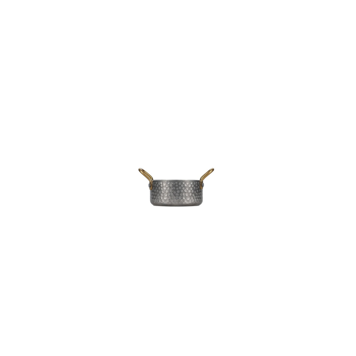 Bonbistro - Serveerschaal 10,5xH5cm met gouden handvat gehamerd antique zilver Serve