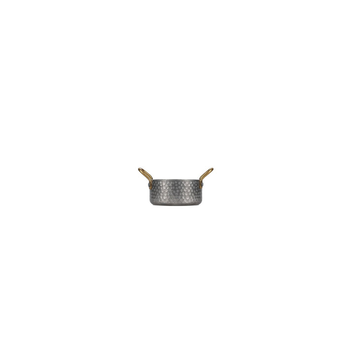 Bonbistro - Serveerschaal 10,5xH5cm met gouden handvat gehamerd antique zilver Serve