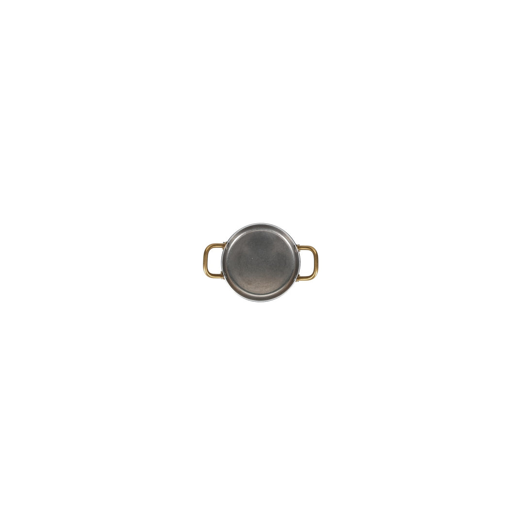 Bonbistro - Serveerschaal 10,5xH5cm met gouden handvat gehamerd antique zilver Serve