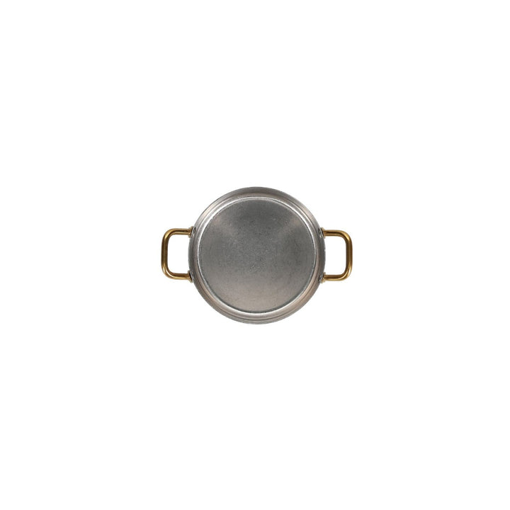 Bonbistro - Serveerschaal 12,5xH5cm met gouden handvat gehamerd antique zilver Serve