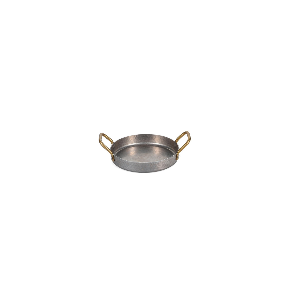 Bonbistro - Serveerschaal 16,5xH3cm met gouden handvat gehamerd antique zilver Serve