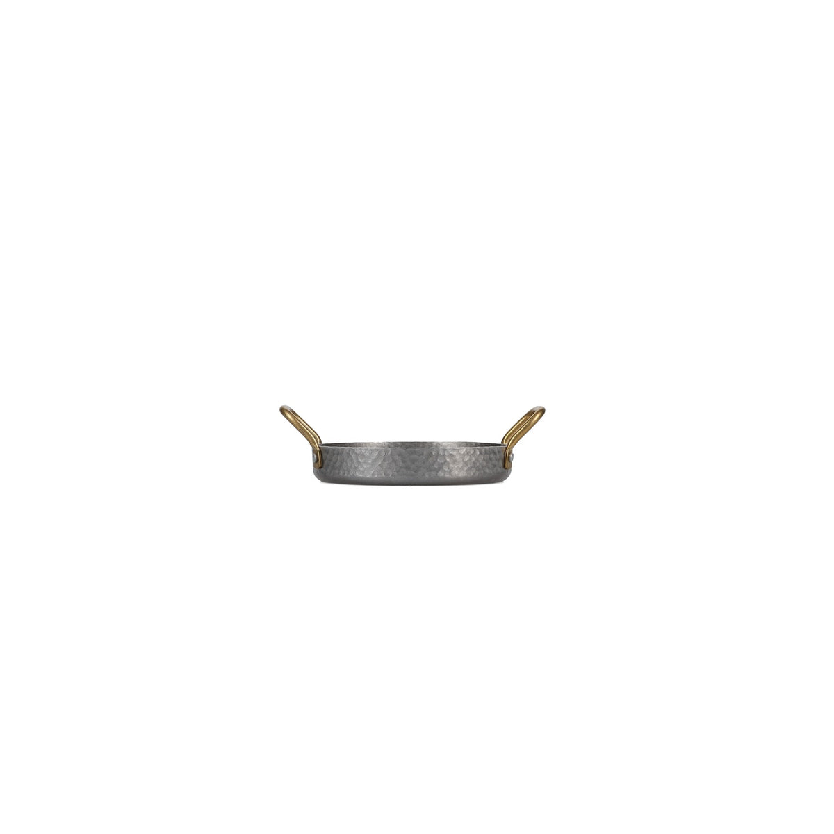 Bonbistro - Serveerschaal 16,5xH3cm met gouden handvat gehamerd antique zilver Serve