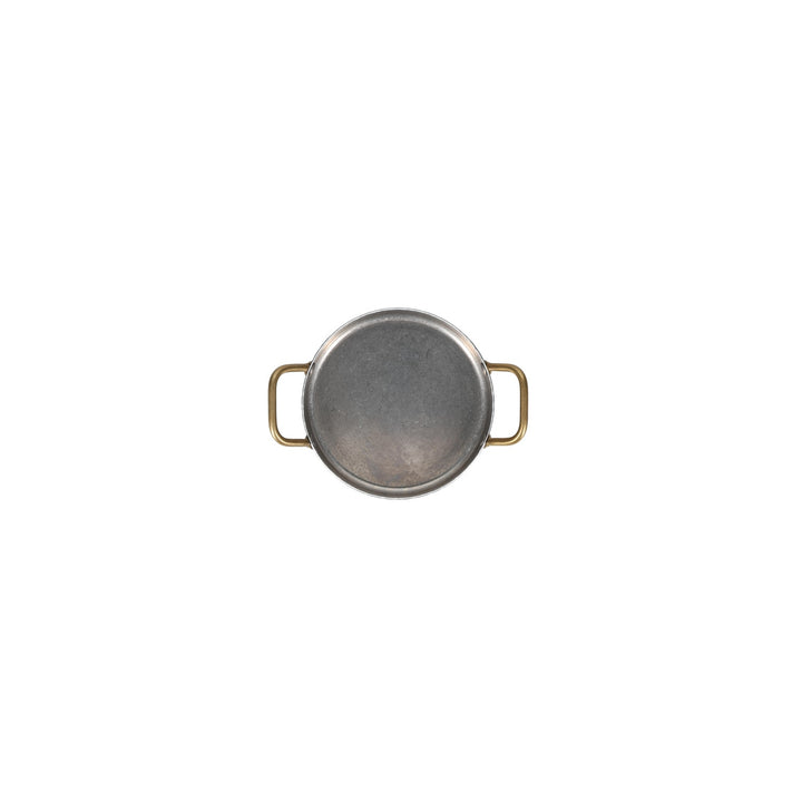 Bonbistro - Serveerschaal 16,5xH3cm met gouden handvat gehamerd antique zilver Serve