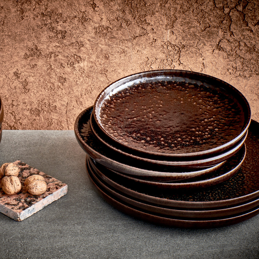 Salt &amp; Pepper - Plat bord 22xH3cm chocolate Tabo - Set van 4