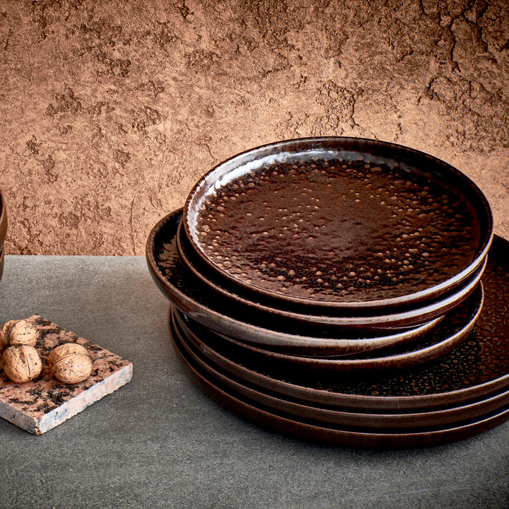 Salt &amp; Pepper - Plat bord 22xH3cm chocolate Tabo - Set van 4