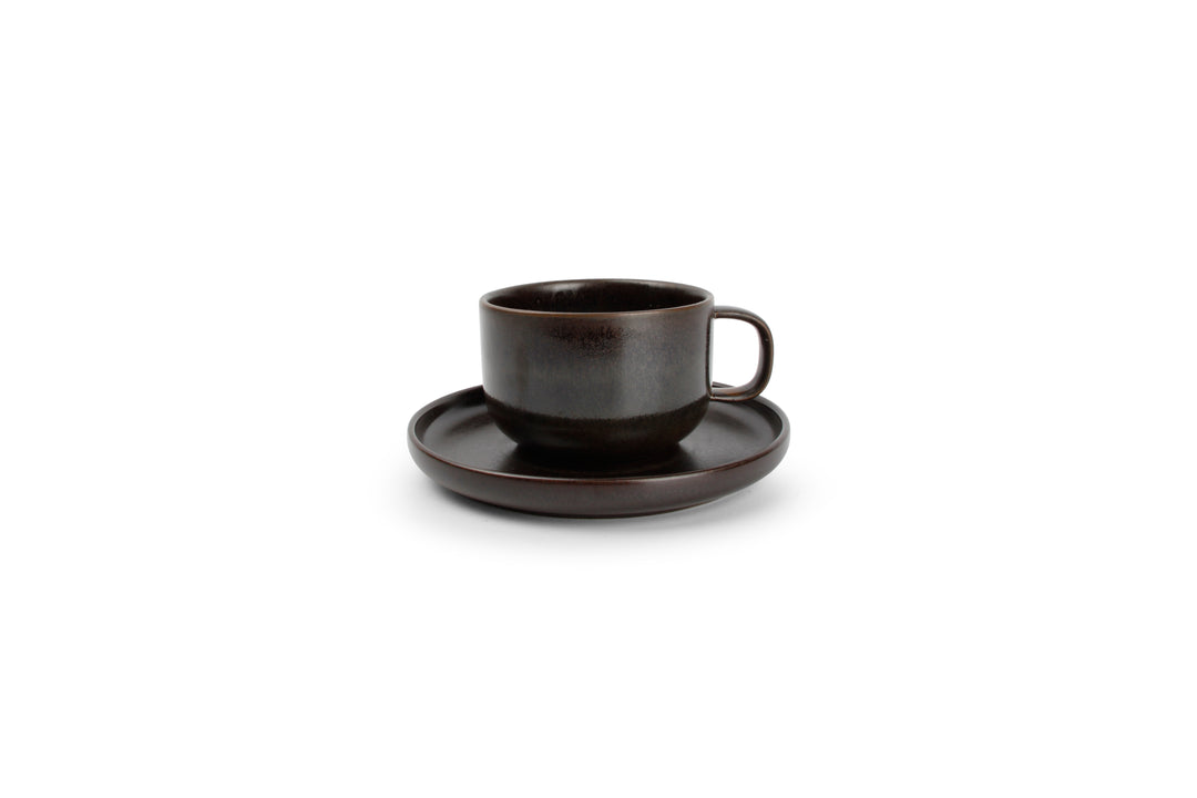Salt &amp; Pepper - Kop 24cl en schotel chocolate Tabo - Set van 4