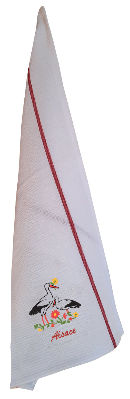 Wafeldoek Broderie Alsace Blanc/Rouge 70 X 50