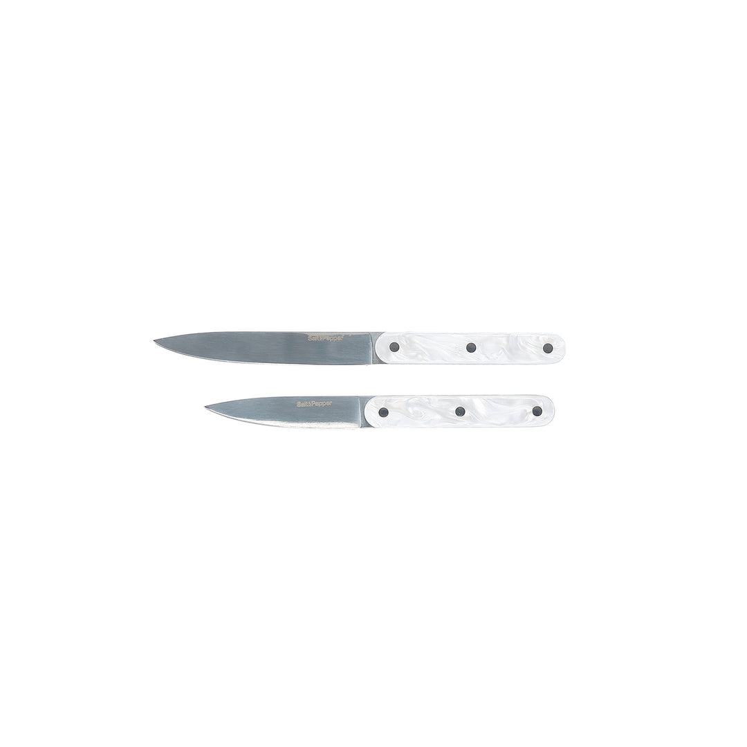 Salt &amp; Pepper - Messenset 2-delig parelmoerlook wit Chop