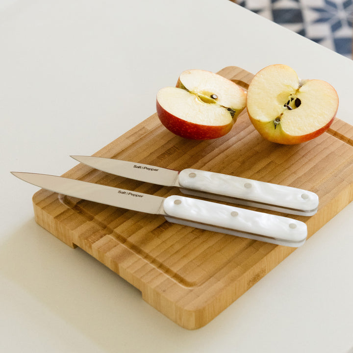 Salt &amp; Pepper - Messenset 2-delig parelmoerlook wit Chop