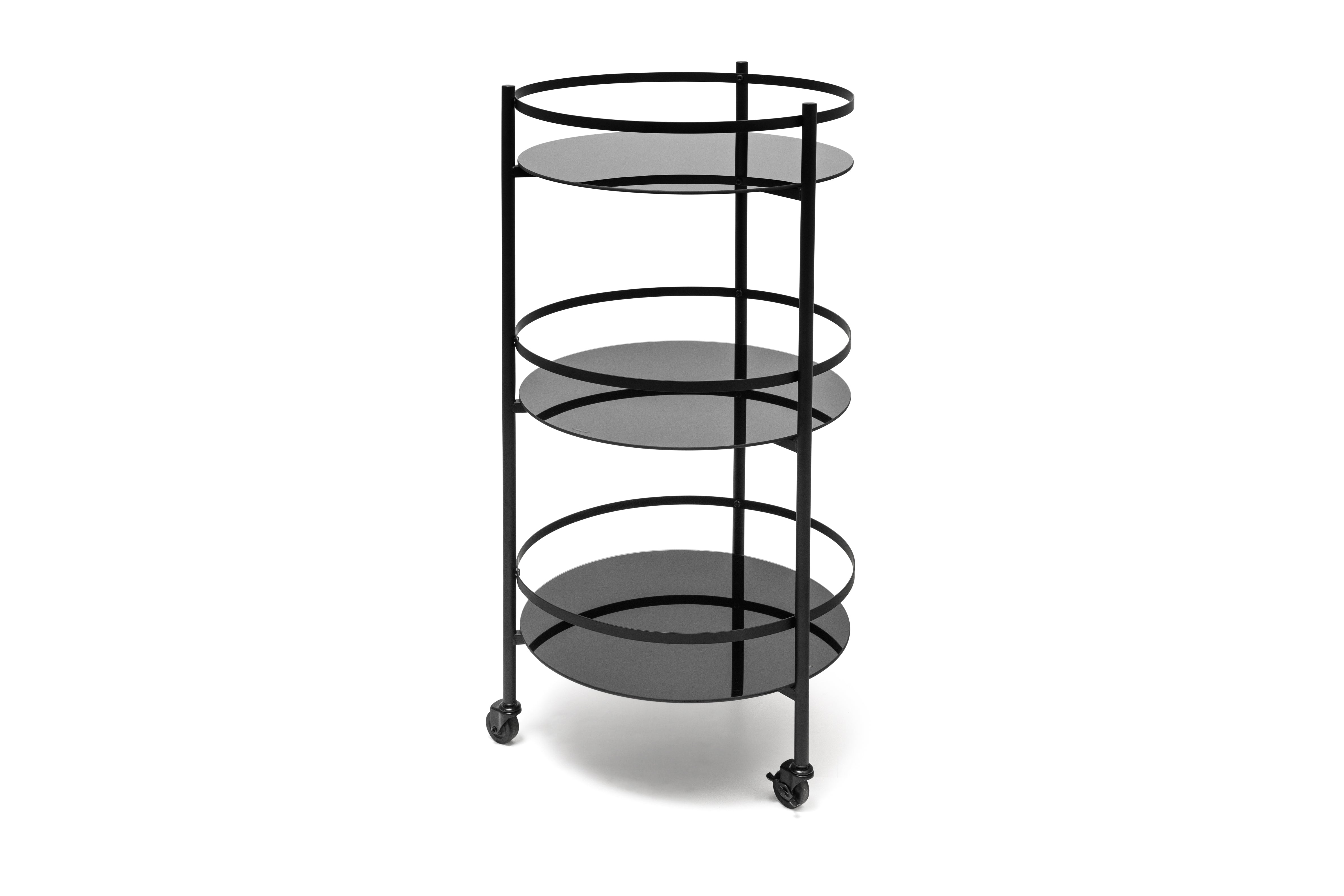 Serveerwagen 48xH96cm 3 lagen zwart Bar