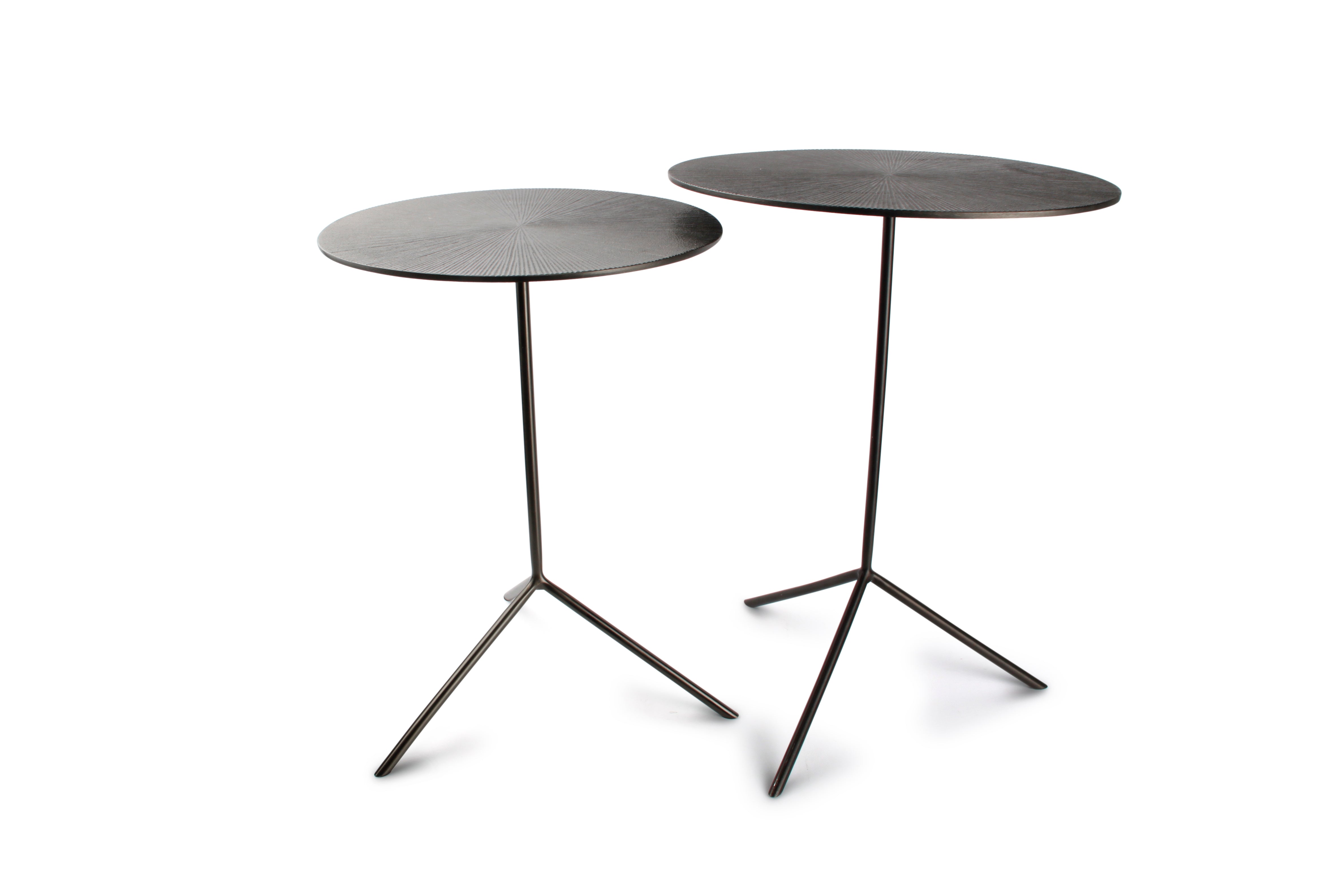 Bijzettafel geribbeld zwart Ivy - set/2