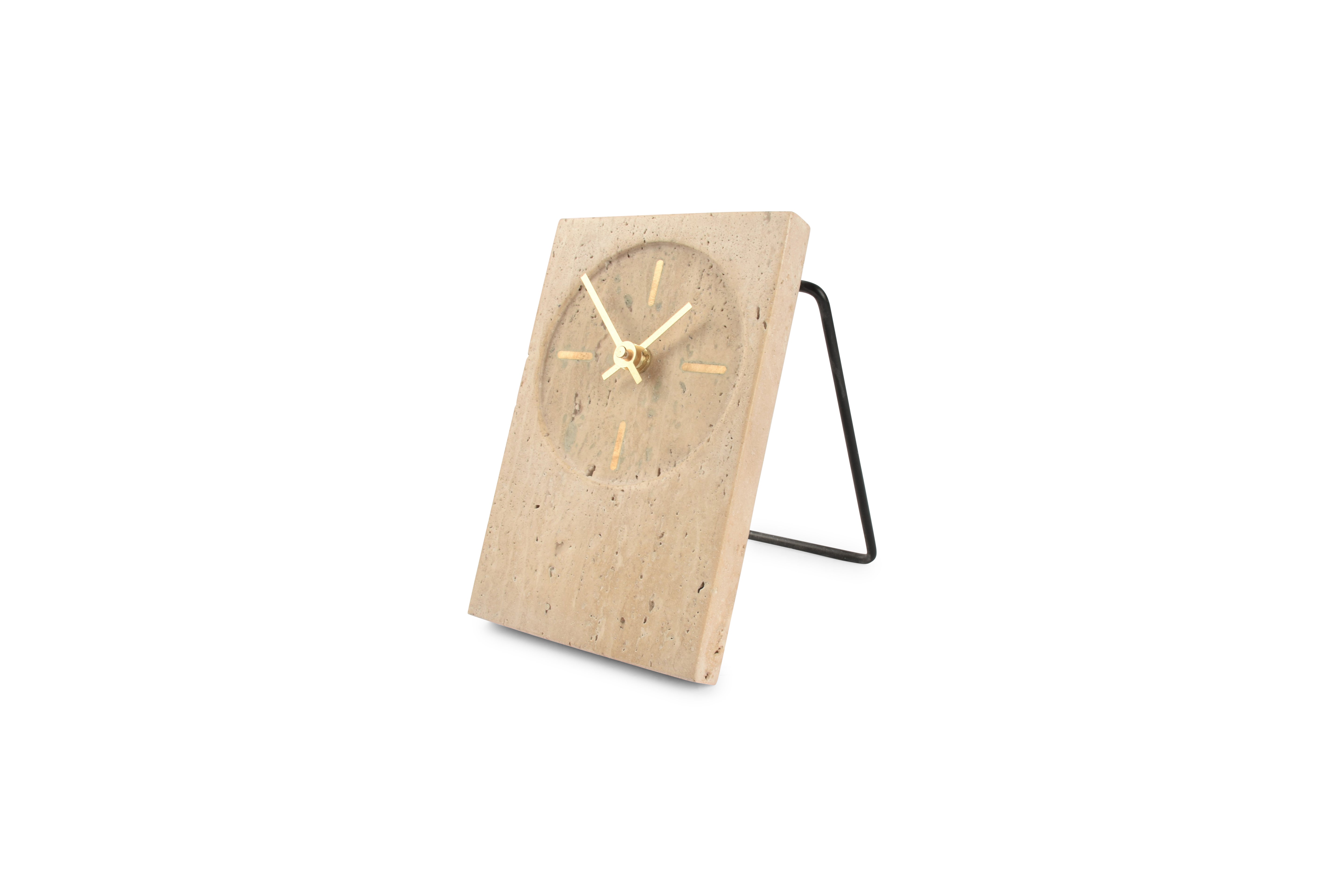 Tafelklok 12xH18cm travertijn beige Zone