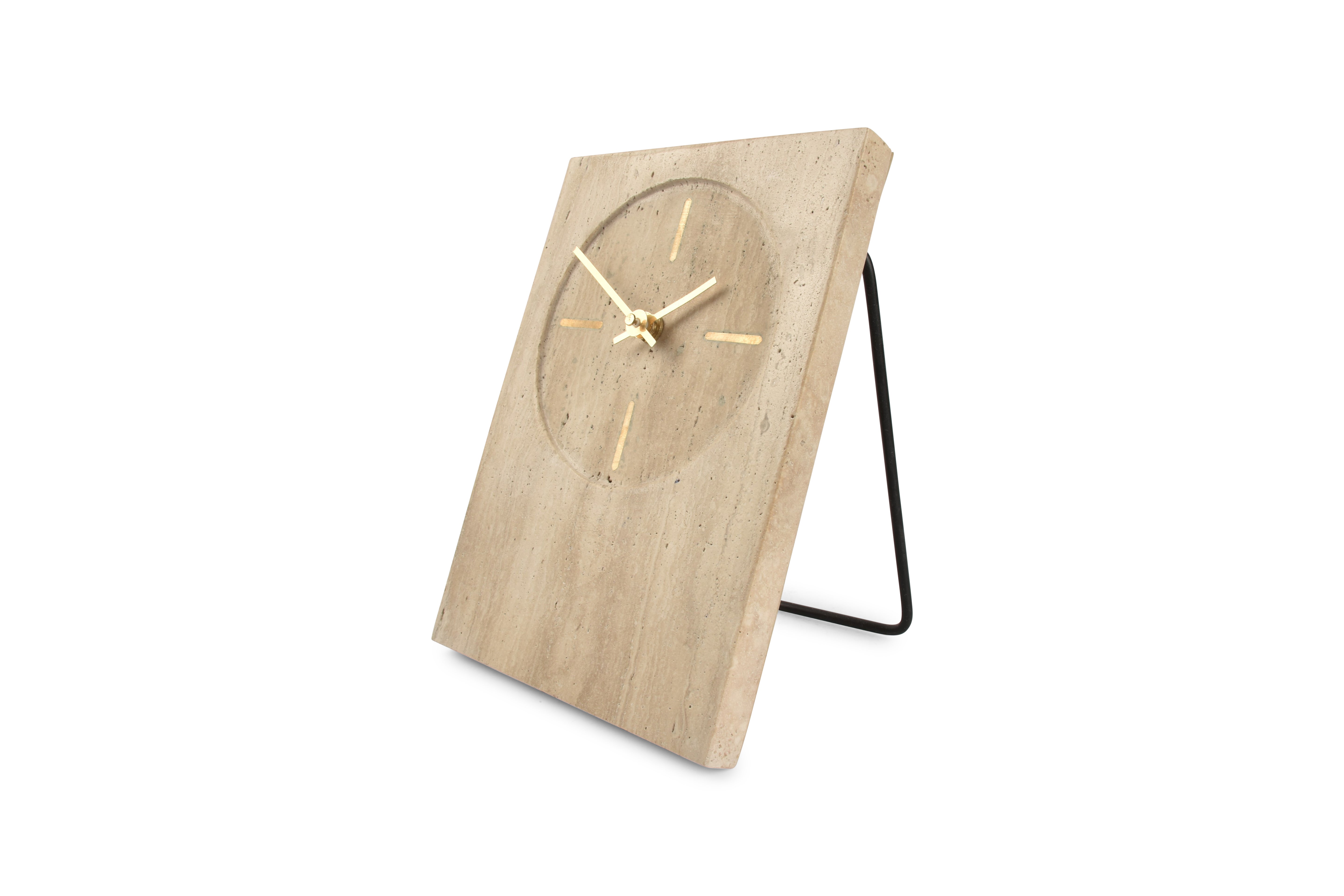 Tafelklok 16xH23,5cm travertijn beige Zone