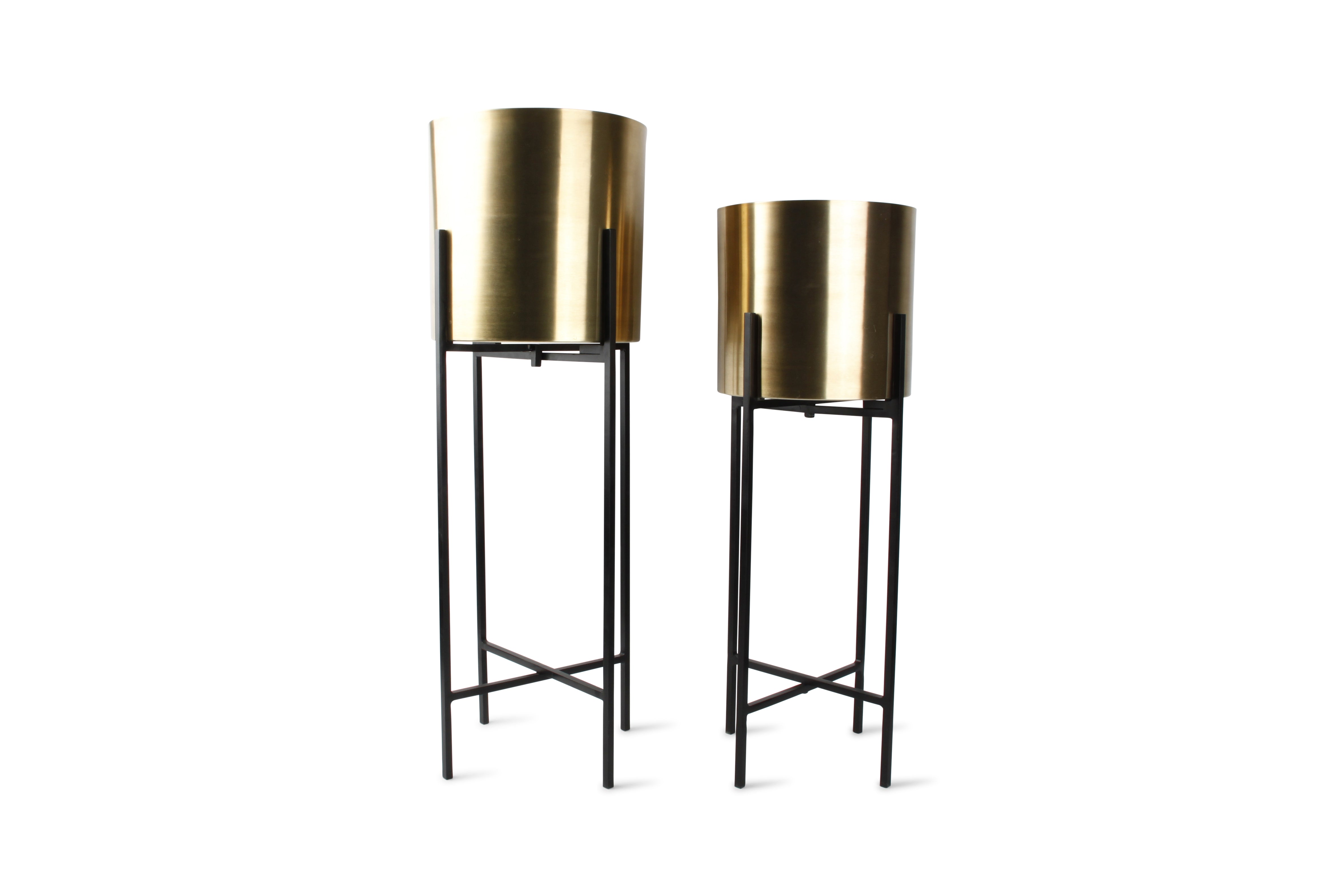 Sierpot op staander cilinder goud Patio - set/2