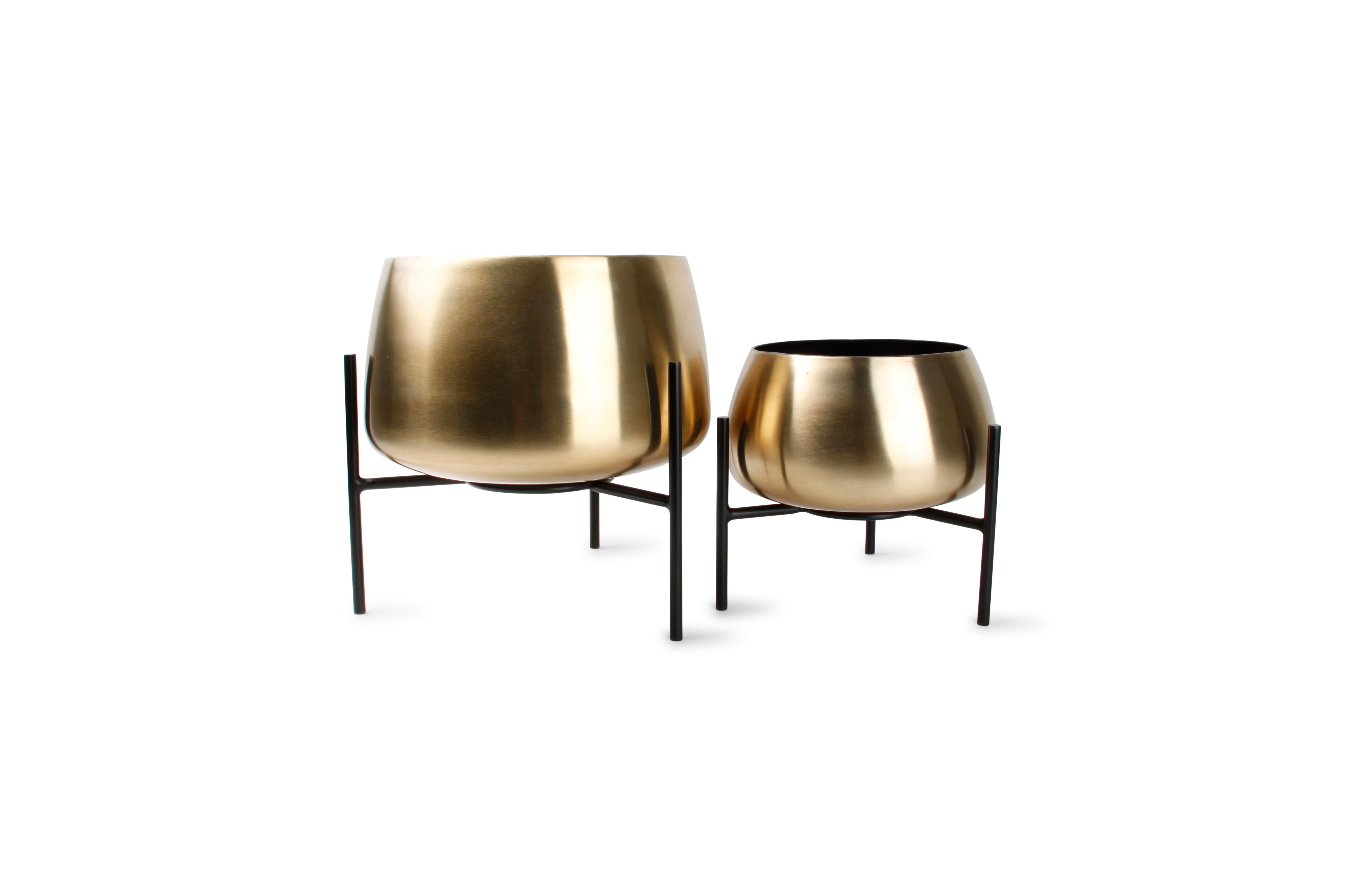 Sierpot op staander rond goud Patio - set/2