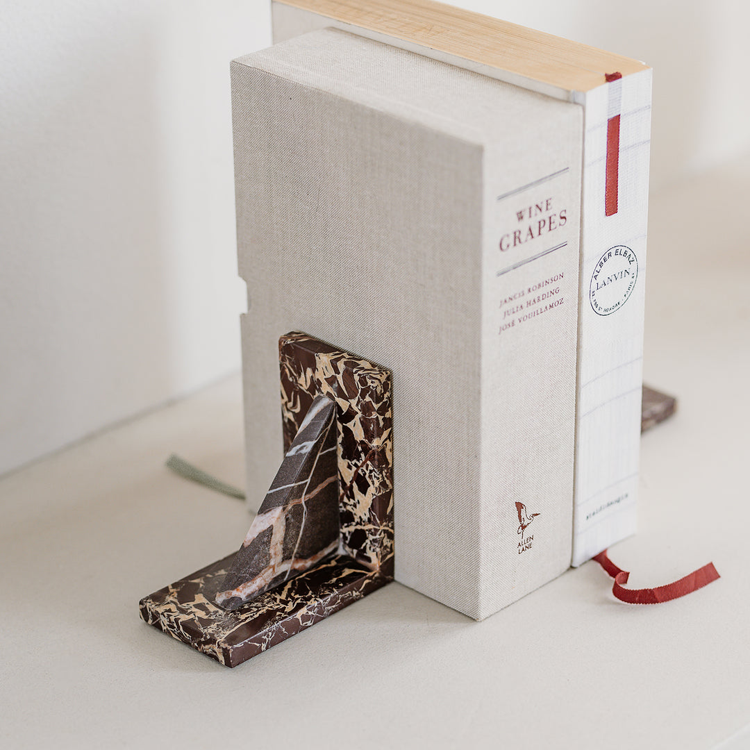 Boekensteun marmer burgundy Opus - set/2