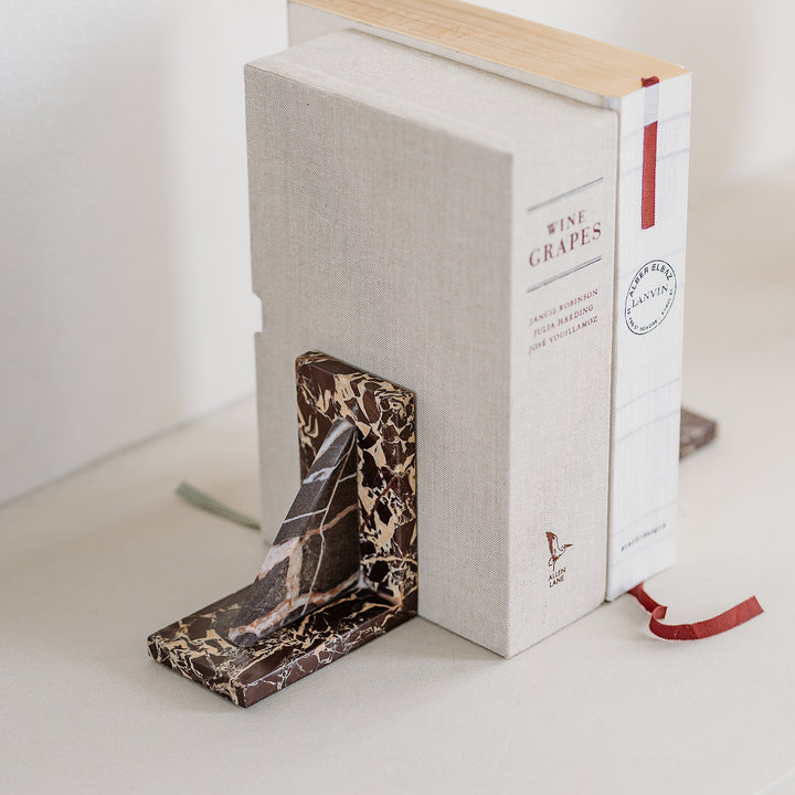 Boekensteun marmer burgundy Opus - set/2