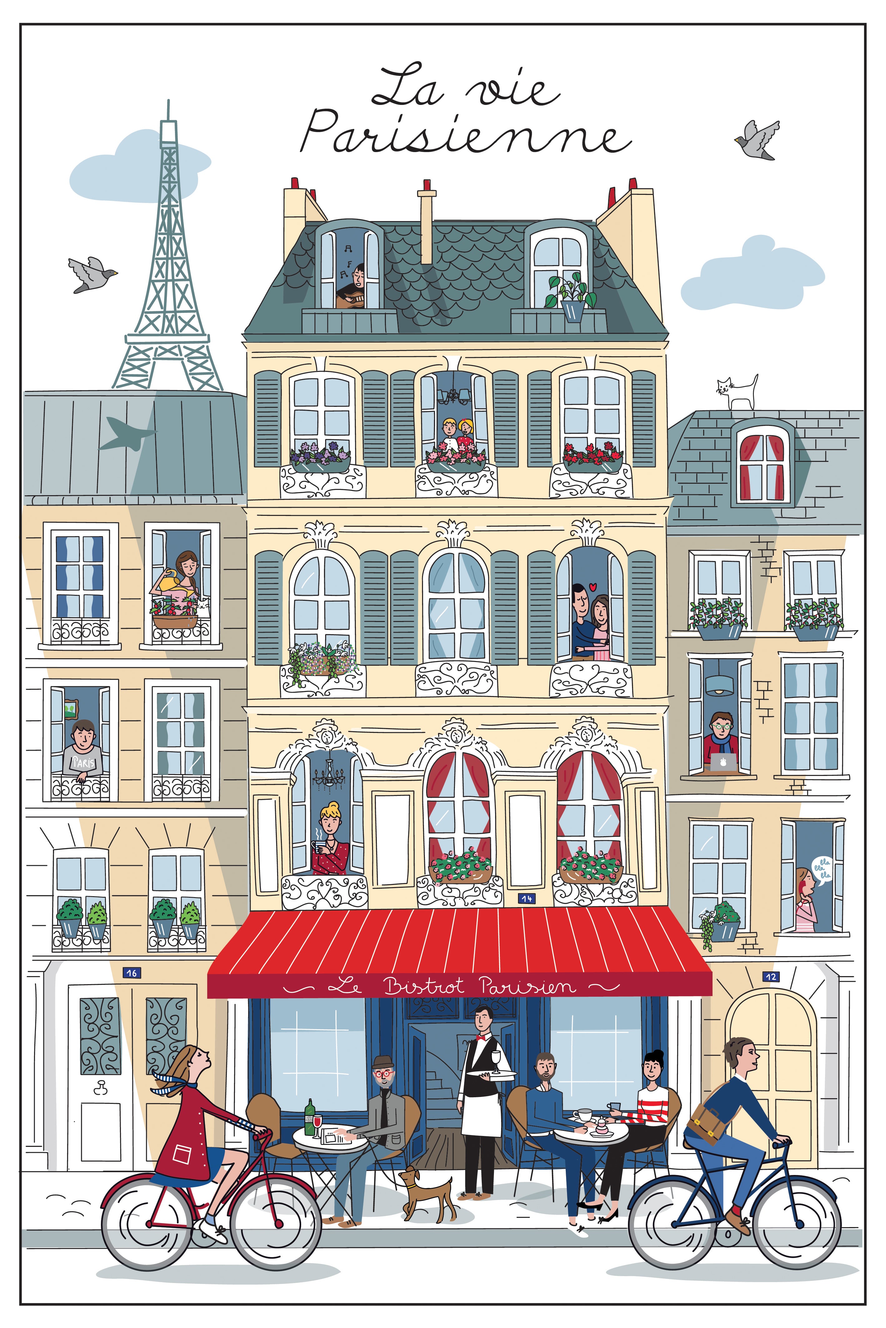 Theedoek La vie parisienne Blanc 48 X 72