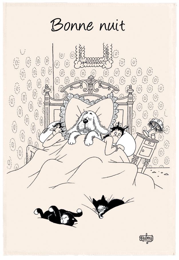 Theedoek Dubout Bonne nuit Écru 48 X 72