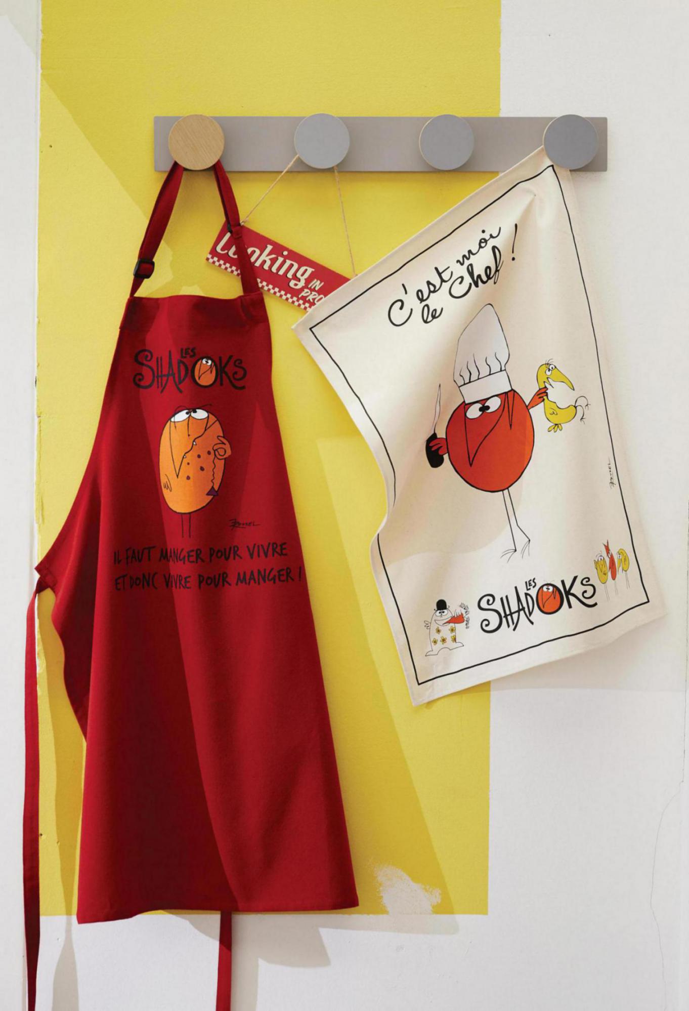 Gerecycleerd keukenschort Shadoks Glouton Rouge 72 X 90