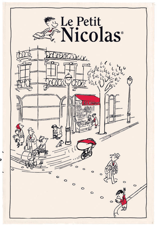 Theedoek Le Petit Nicolas en ville Écru 48 X 72