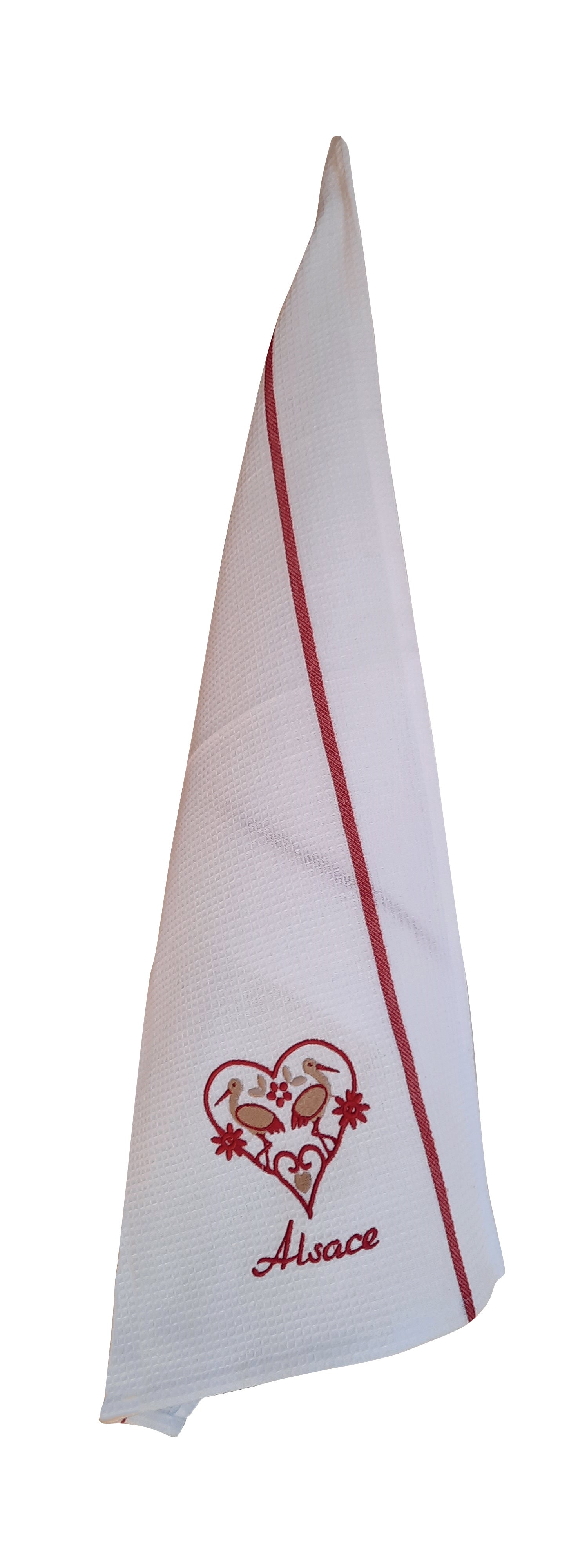 Wafeldoek Cigogne Harz Alsace Blanc/Rouge 50 X 70