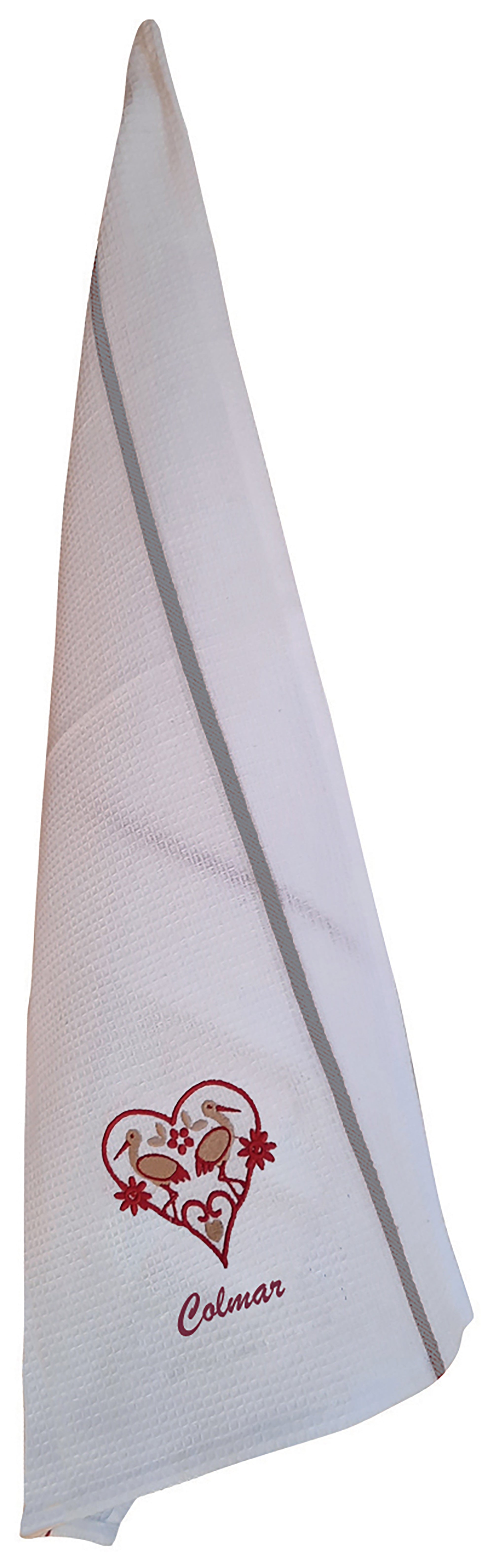 Wafeldoek Cigogne Harz Blanc/Gris 50 X 70