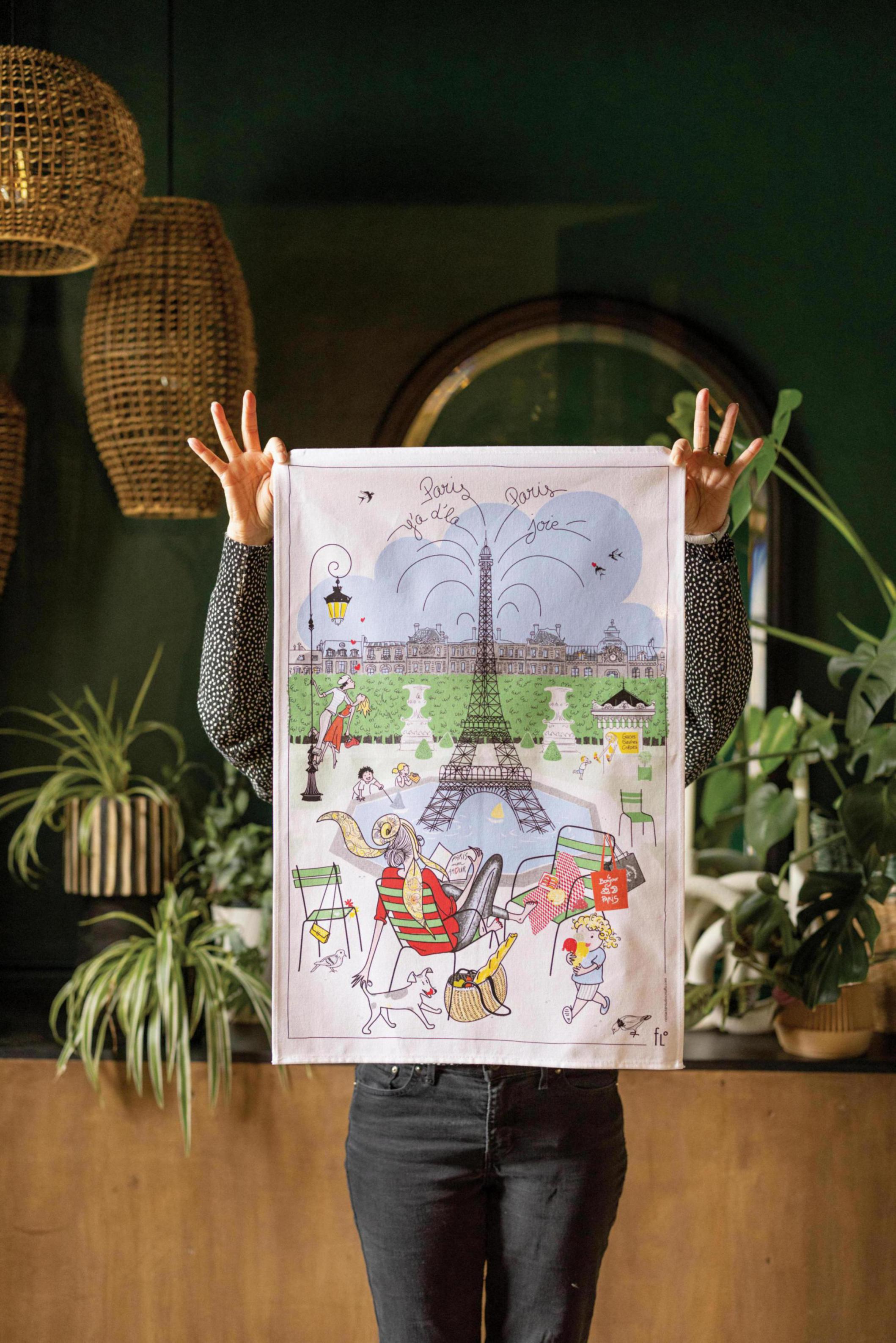 Theedoek Les jardins parisiens Blanc 48 X 72