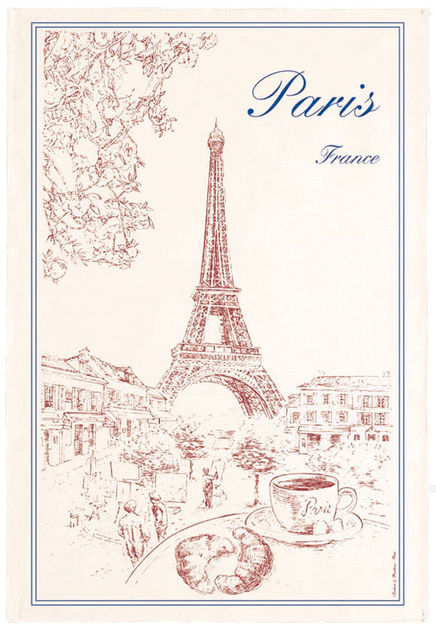 Theedoek Paris Tour Eiffel Écru 72 X 48