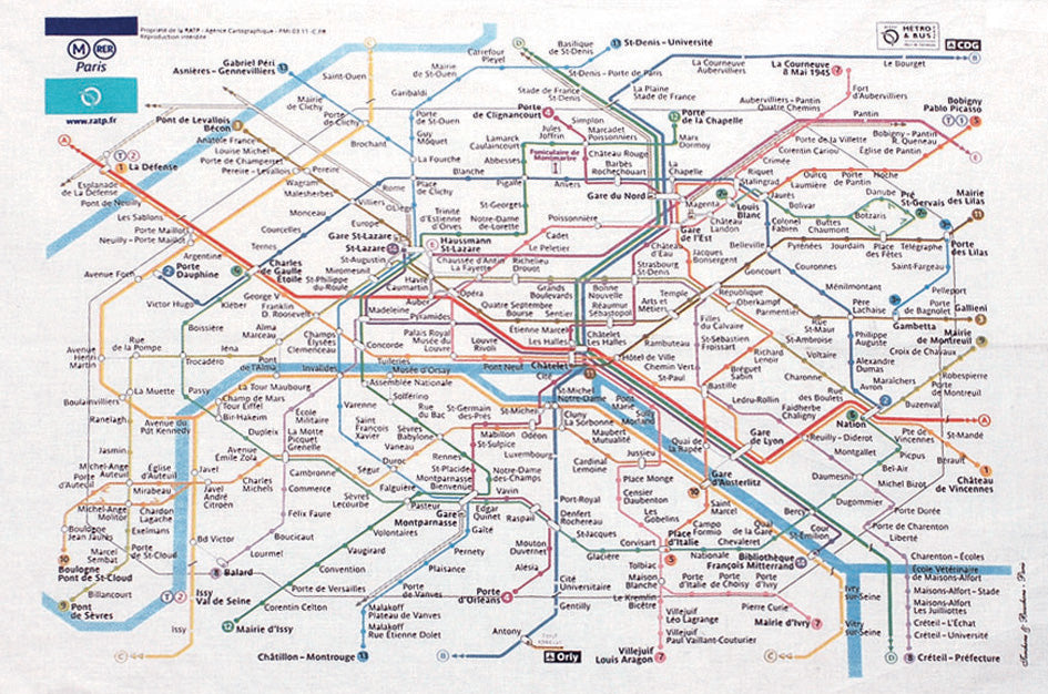 Theedoek Paris RATP Blanc 72 X 48
