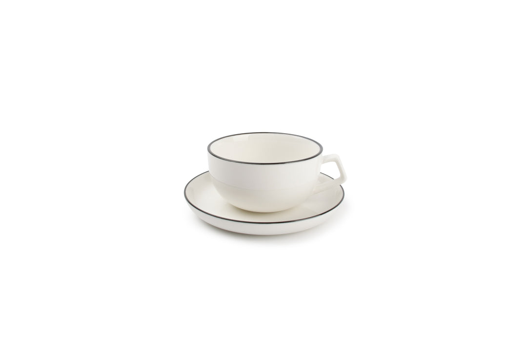 Salt &amp; Pepper - Kop 22cl en schotel wit Studio Base - Set van 4