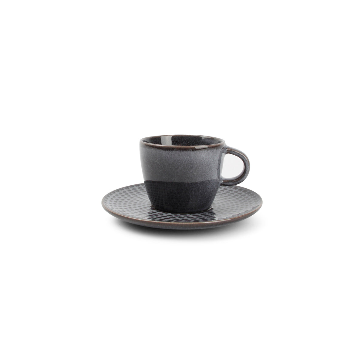 Salt & Pepper - Mokkakop 9cl en schotel grijs Stitch - Set van 4