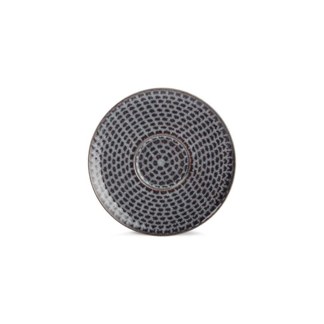 Salt &amp; Pepper - Mokkakop 9cl en schotel grijs Stitch - Set van 4