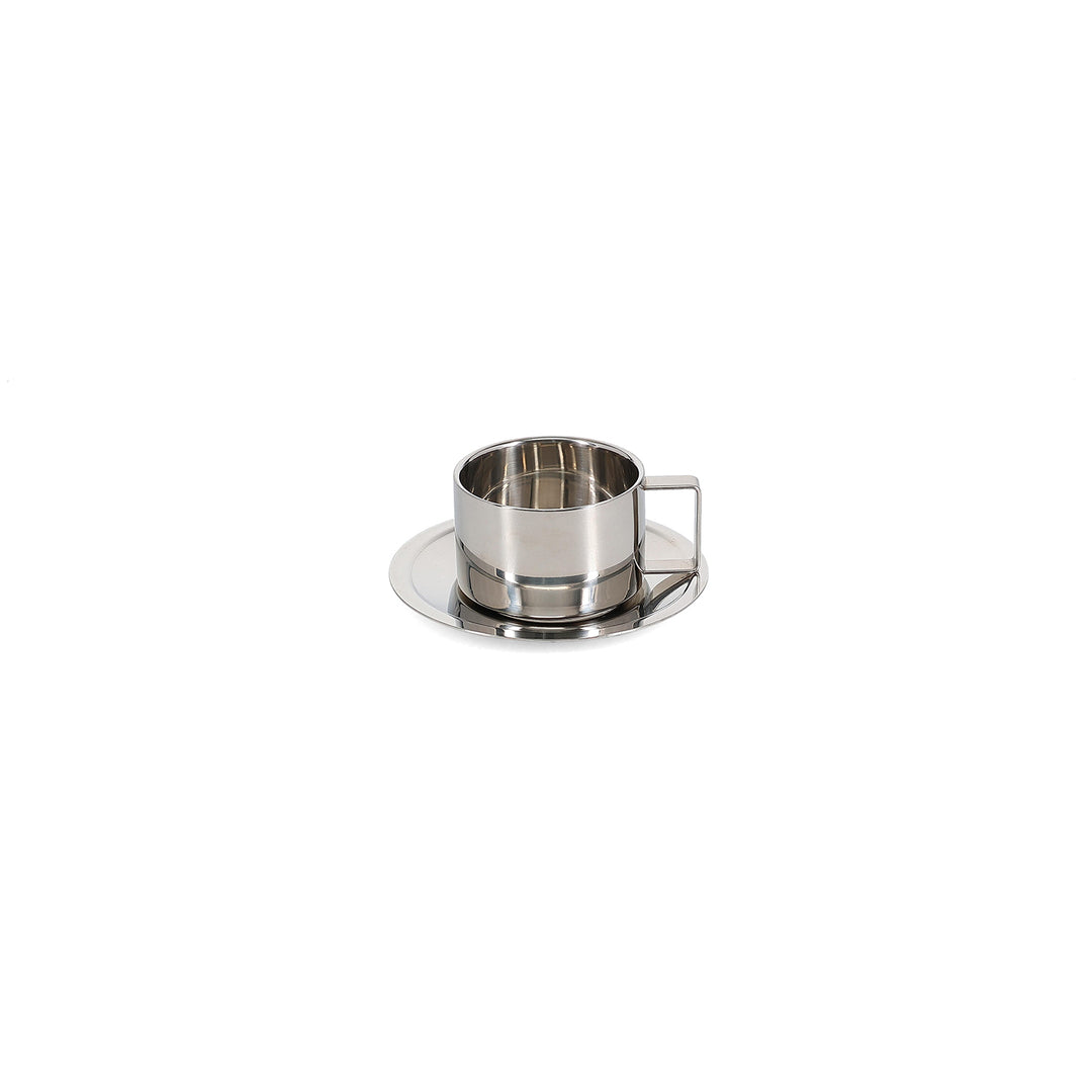 Salt &amp; Pepper - Kop en schotel 19,5cl chrome Oryn - set van 2