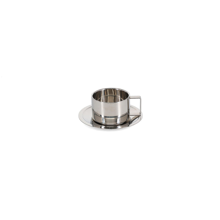 Salt &amp; Pepper - Kop en schotel 19,5cl chrome Oryn - set van 2
