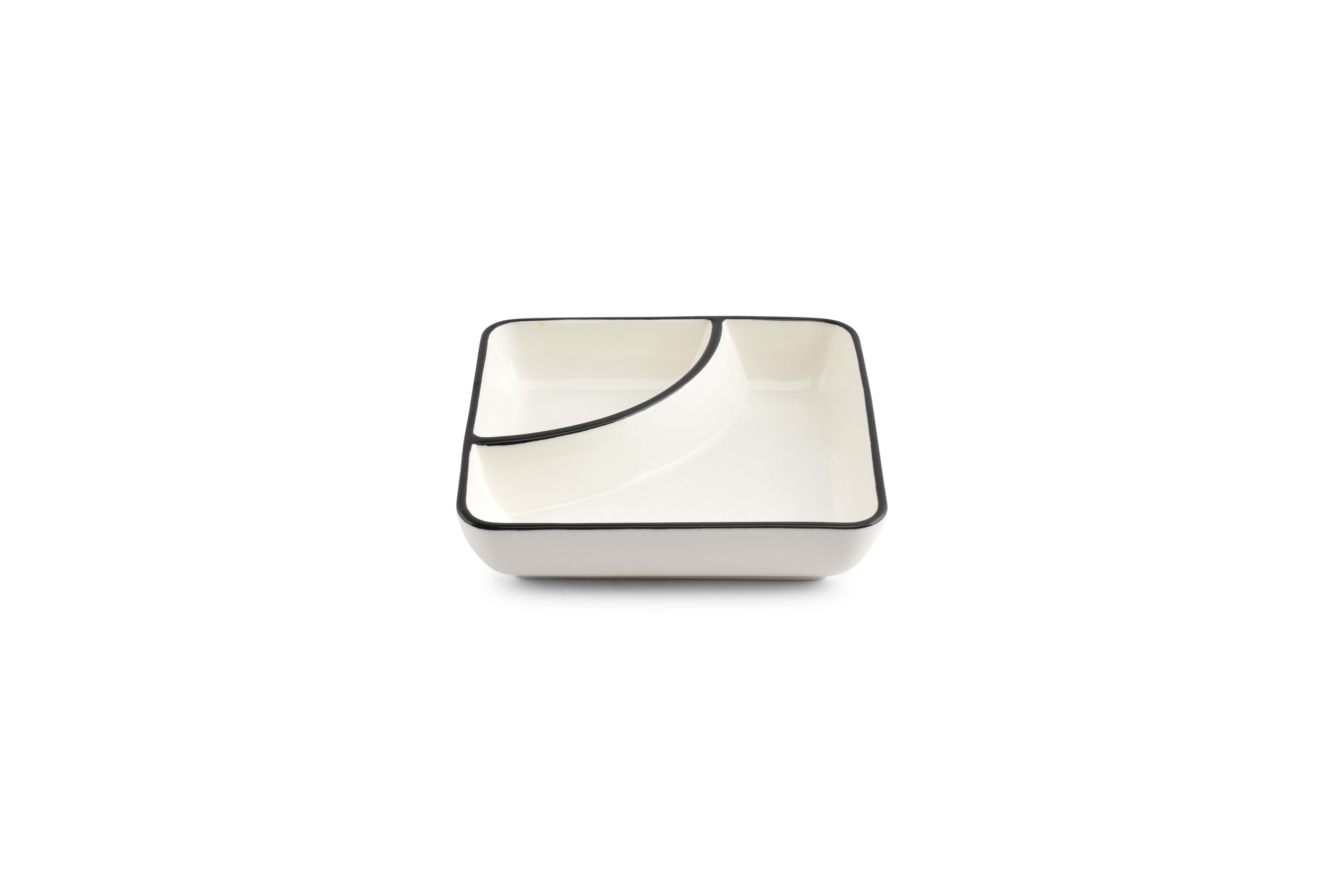 Serveerschaal 14,5x14,5xH3,5cm 2 delen wit Nero