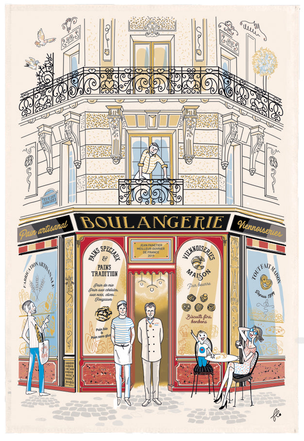 Theedoek Façade Boulangerie Écru 48 X 72