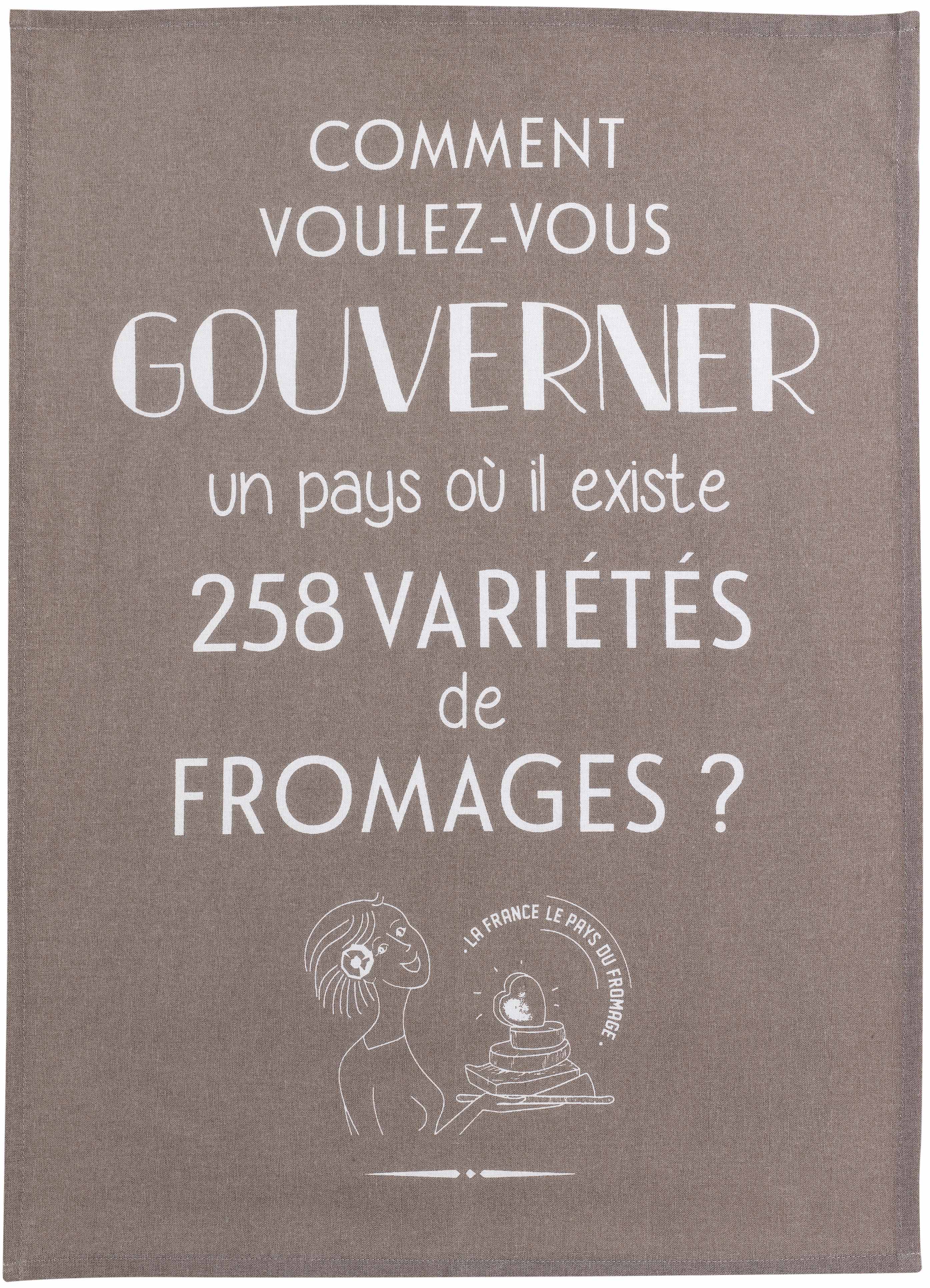 Theedoek Gouverner et fromages Gris 50 X 70
