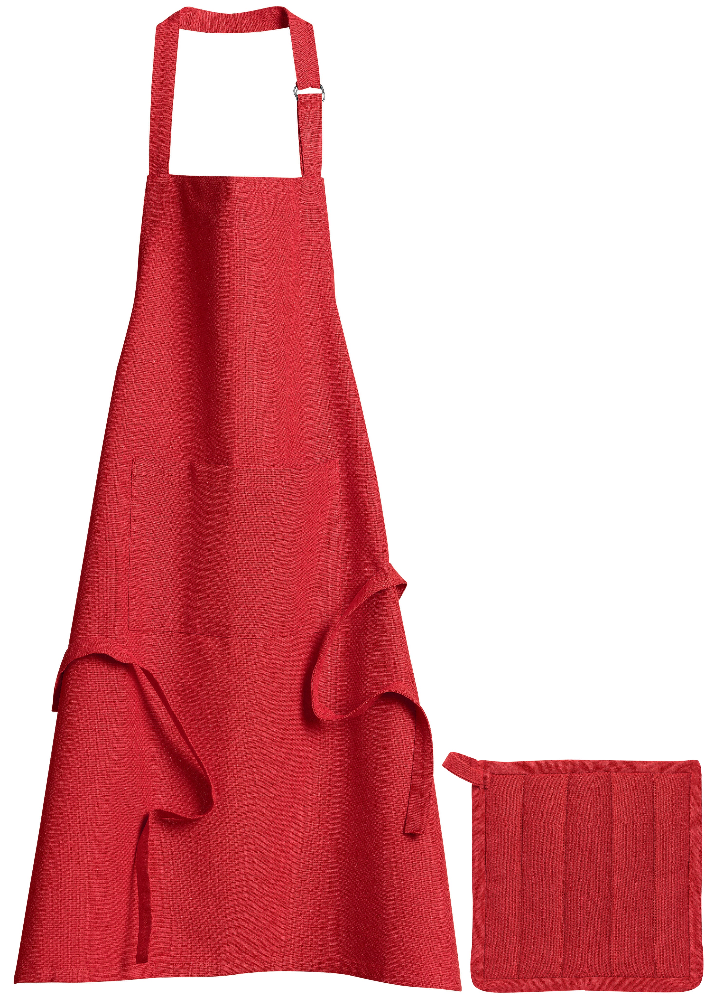 Gerecycleerd keukentafelkleed en pannenlap Dona Rouge 85 X 72