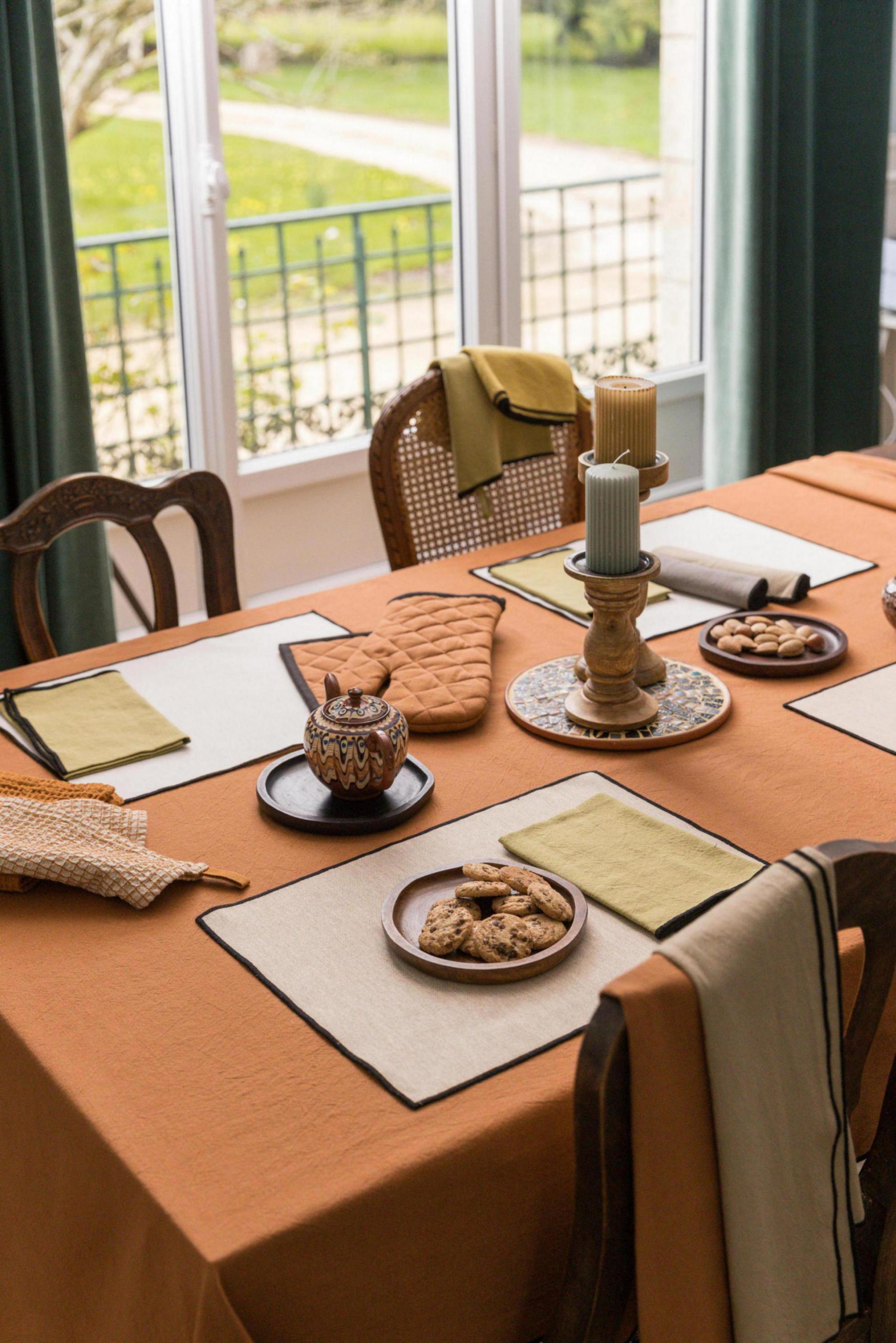 Set van 2 gerecycleerde placemats Laora Naturel 33 X 45